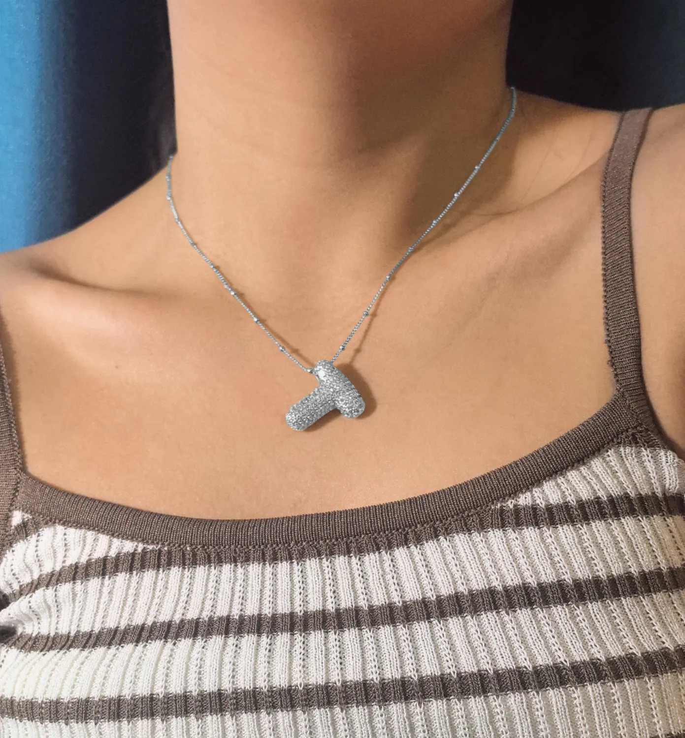 Bubble Letter Necklace Gold Balloon Initial Pendant Necklace Dainty Zirconia Alphabet Name for Women Birthday Jewelry Gifts