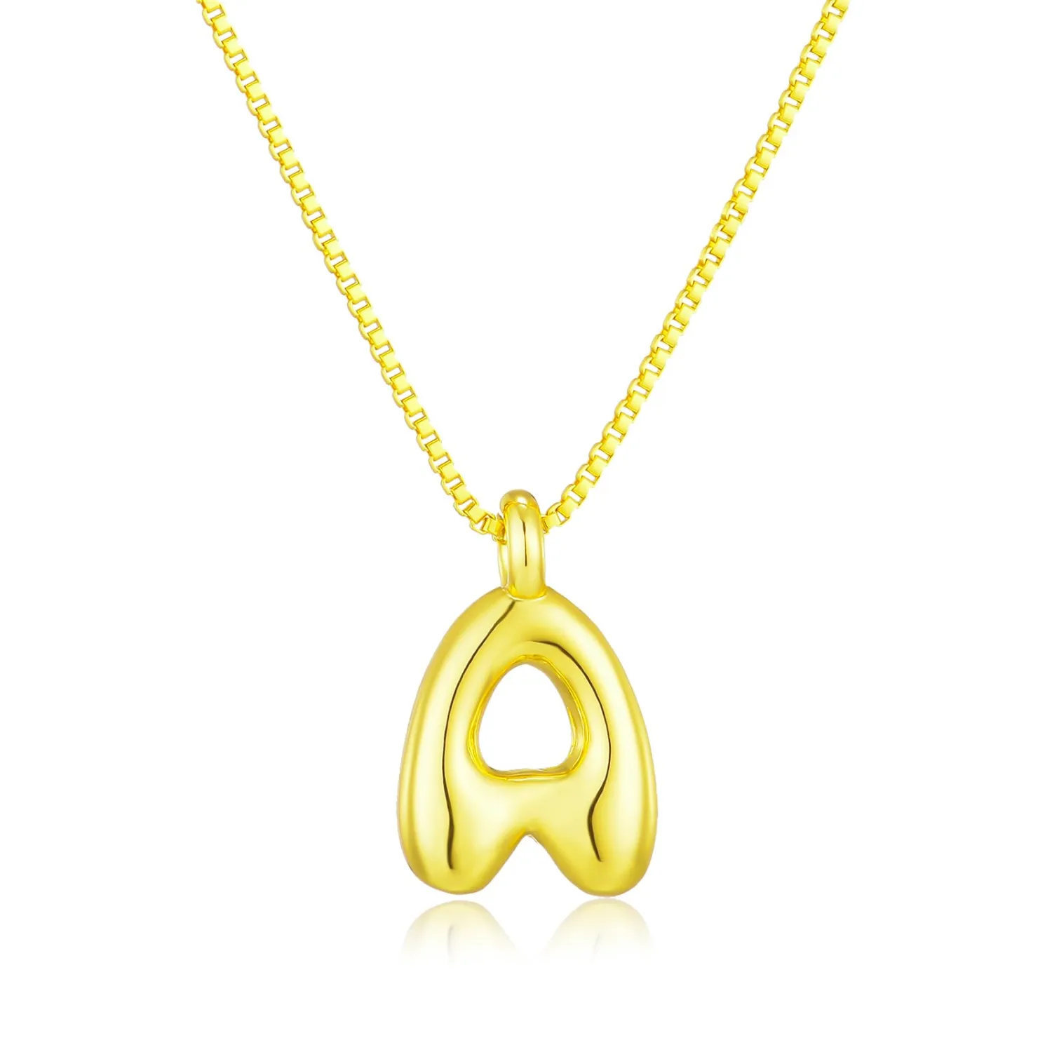 Bubble Letter Necklace Gold Balloon Initial Pendant Necklace Dainty Zirconia Alphabet Name for Women Birthday Jewelry Gifts