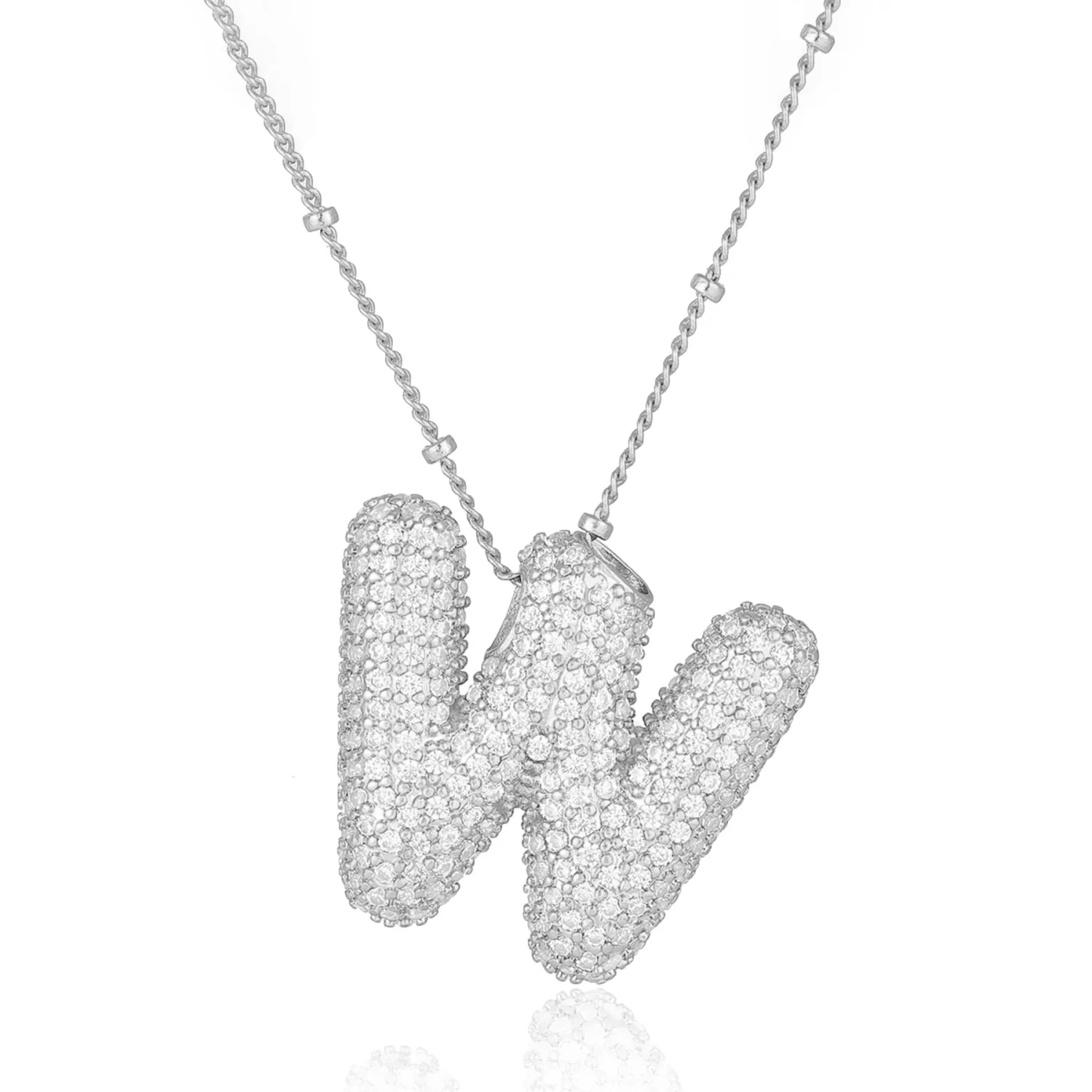 Bubble Letter Necklace Gold Balloon Initial Pendant Necklace Dainty Zirconia Alphabet Name for Women Birthday Jewelry Gifts