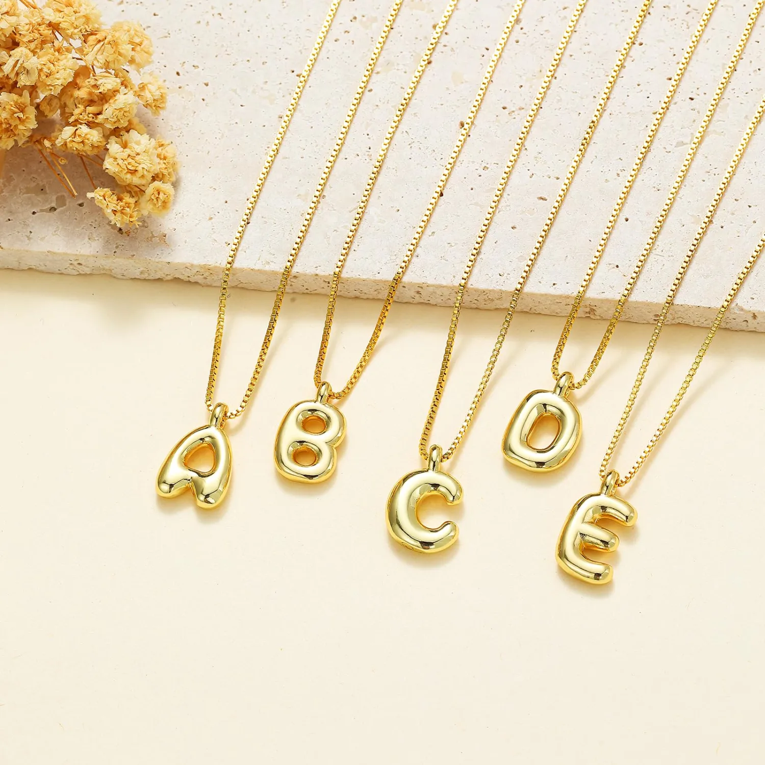 Bubble Letter Necklace Gold Balloon Initial Pendant Necklace Dainty Zirconia Alphabet Name for Women Birthday Jewelry Gifts