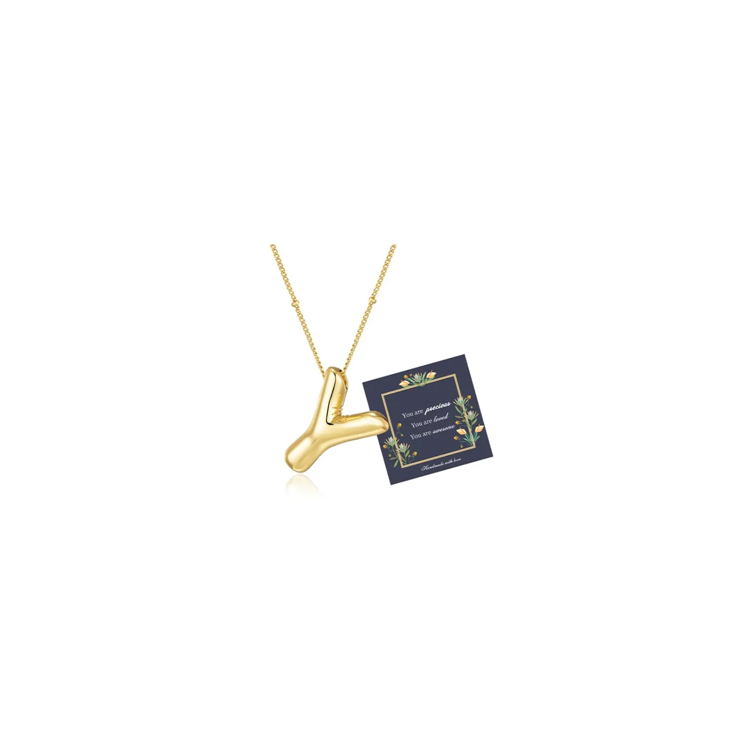 Bubble Letter Necklace Gold Balloon Initial Pendant Necklace Dainty Zirconia Alphabet Name for Women Birthday Jewelry Gifts