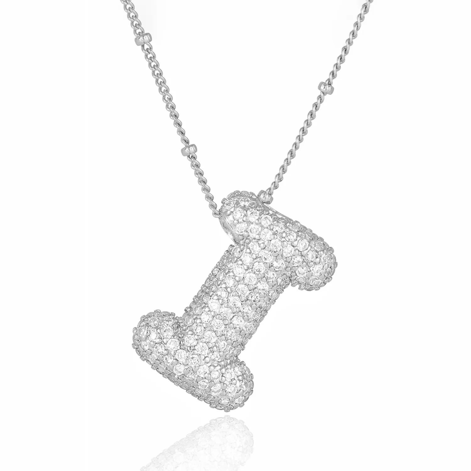 Bubble Letter Necklace Gold Balloon Initial Pendant Necklace Dainty Zirconia Alphabet Name for Women Birthday Jewelry Gifts