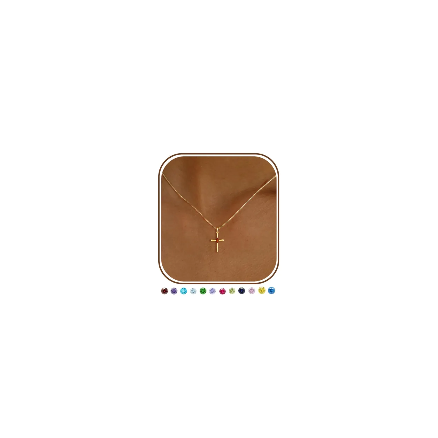 Gold Cross Necklaces For Women,Dainty Birthstone Necklace 14K Gold Plated Cute Cross Pendant Necklaces For Women Trendy Statement Pendant Necklace Fashion Womens Jewelry