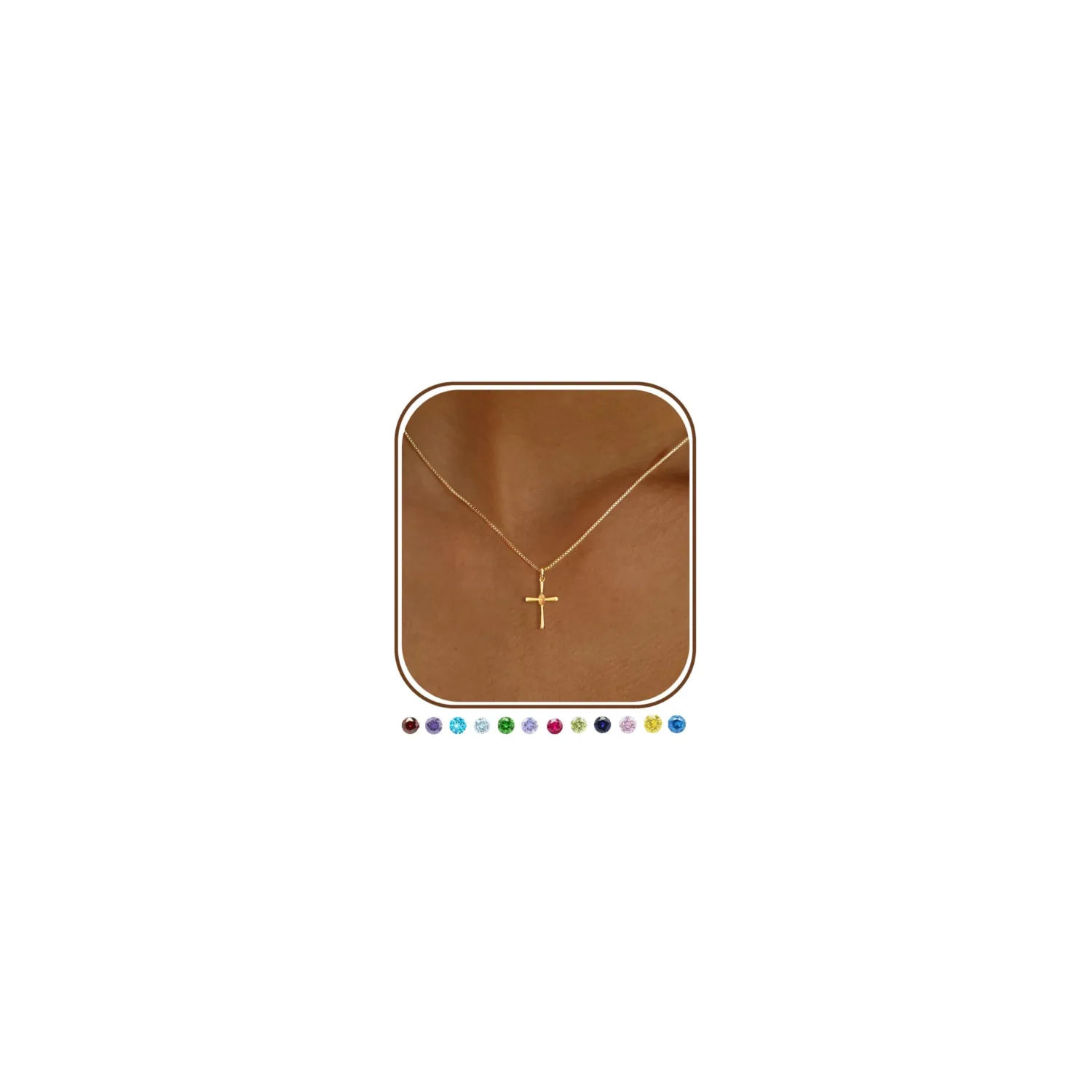 Gold Cross Necklaces For Women,Dainty Birthstone Necklace 14K Gold Plated Cute Cross Pendant Necklaces For Women Trendy Statement Pendant Necklace Fashion Womens Jewelry