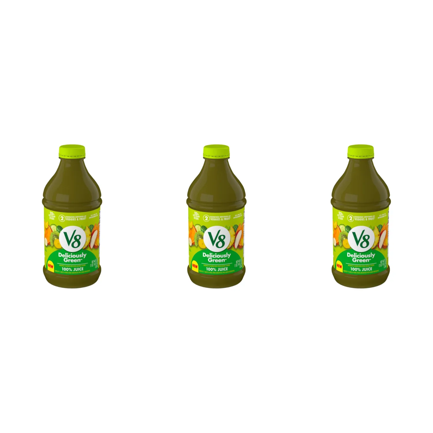 V8 Deliciously Green Juice, 46 fl oz | 100% Fruit and Vegetable | Pack of 3