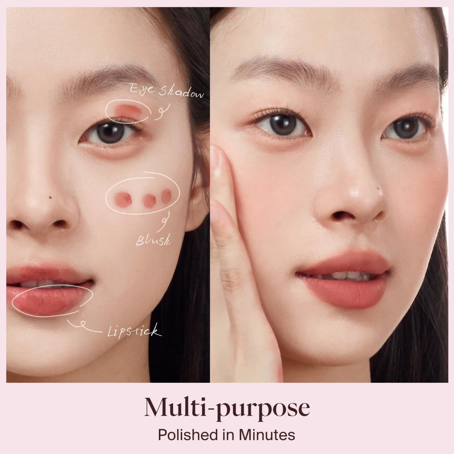 Joocyee Multi-Purpose Lip & Cheek Cream, Natural Matte Lip Clay with Precision Brush, Peony-Infused Hydrating Cream Blush, Smooth & Non-Sticky Finish - Nude Pink