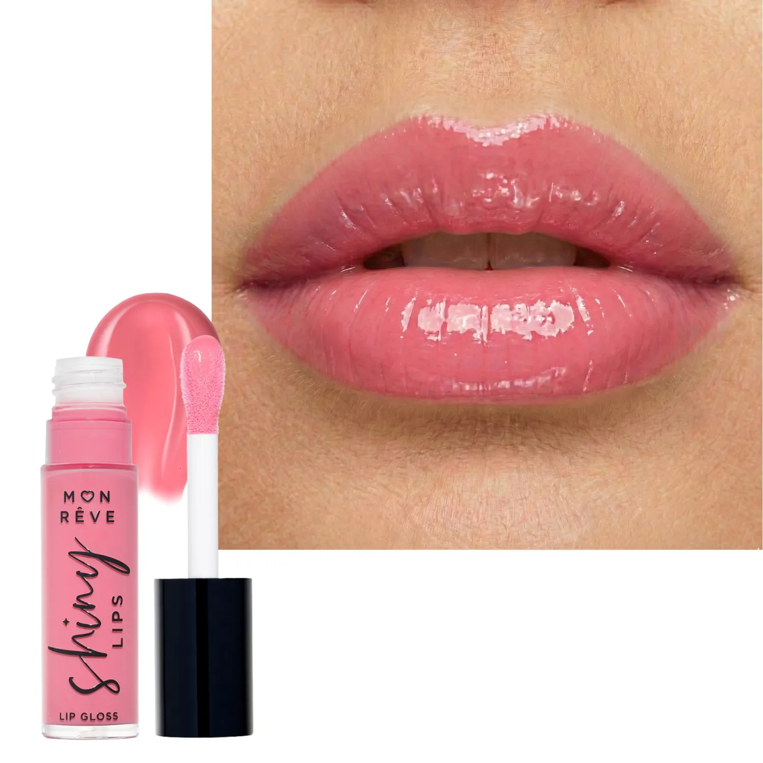 MON RÊVE Moisturizing Lip Gloss for Women – Ultra-Shiny 3D Hydrating Lip Gloss with Chamomile Oil, Non-Sticky Nourishing Formula for Long-Lasting Wear, 0.27 fl oz, 18 Shimmer Shades (03 NUDE)