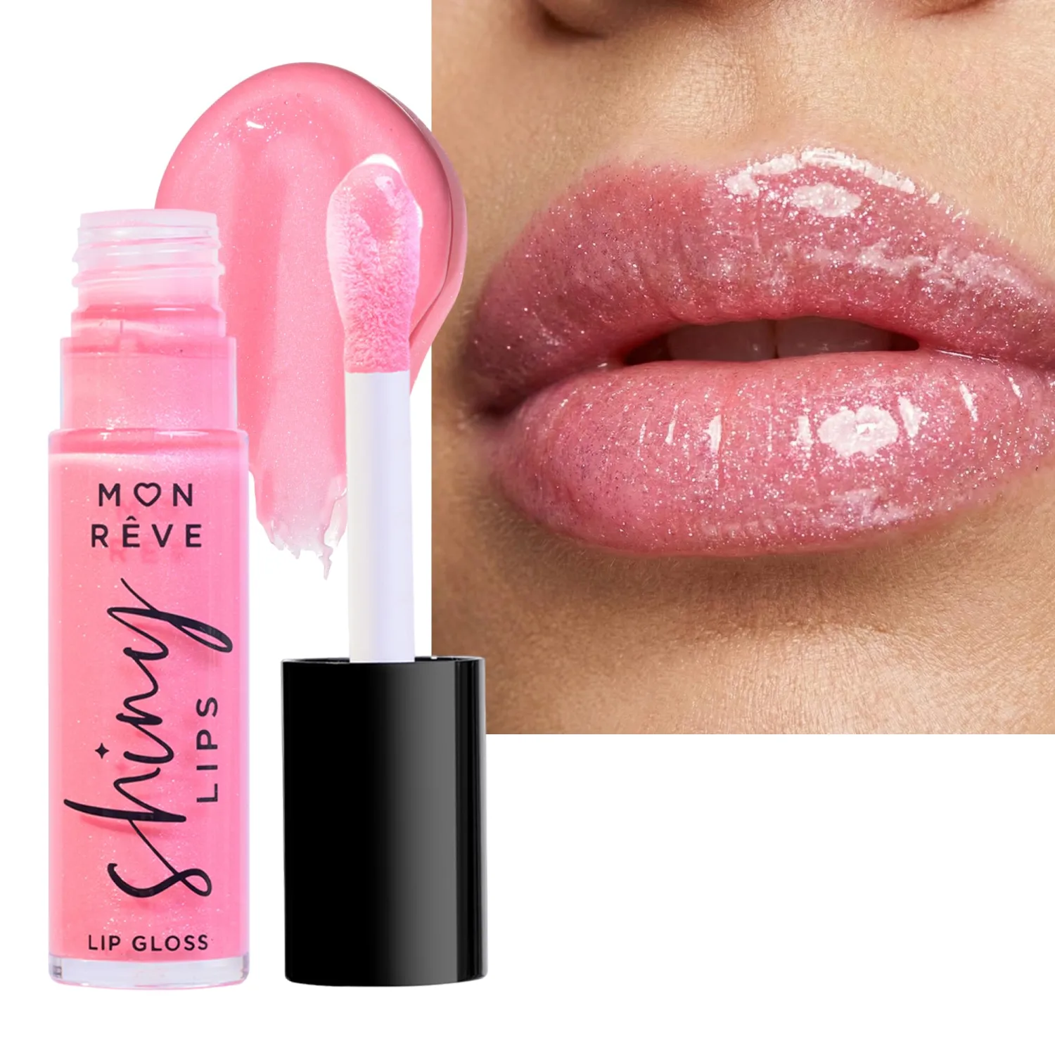 MON RÊVE Moisturizing Lip Gloss for Women – Ultra-Shiny 3D Hydrating Lip Gloss with Chamomile Oil, Non-Sticky Nourishing Formula for Long-Lasting Wear, 0.27 fl oz, 18 Shimmer Shades (11 PINK PARTY)