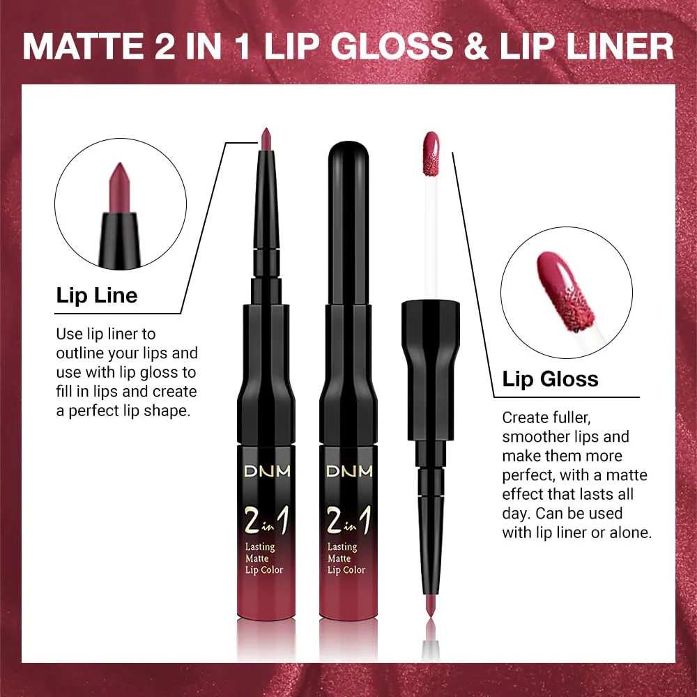 evpct 1Pcs Deep Cranberry Red Matte Lip Liner & Liquid Lipstick Stain Makeup Set for Women, Red Lip Liner Stain Long Lasting Waterproof Smudge Proof, Longwear Lips Stick Makeup 24 hours originale, 39