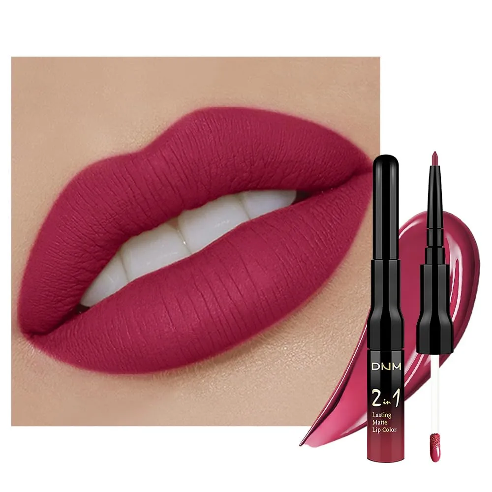 evpct 1Pcs Deep Cranberry Red Matte Lip Liner & Liquid Lipstick Stain Makeup Set for Women, Red Lip Liner Stain Long Lasting Waterproof Smudge Proof, Longwear Lips Stick Makeup 24 hours originale, 39