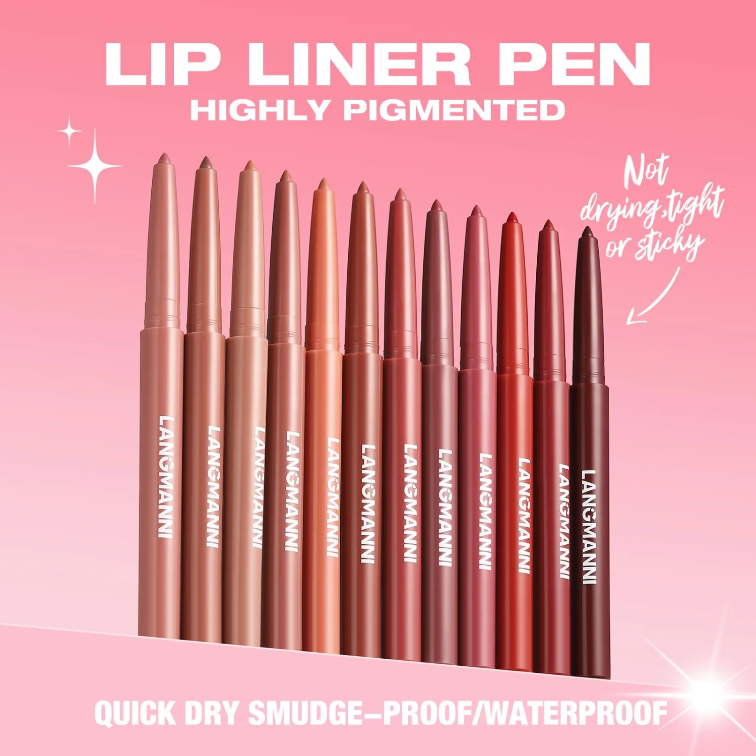 LANGMANNI 4Pcs Sculpting Matte Velvet Lip Liner Set,Smooth Creamy Texture,Waterproof And High Pigmented For Girls Daily Application Lip Makeup(5+6+7+8)