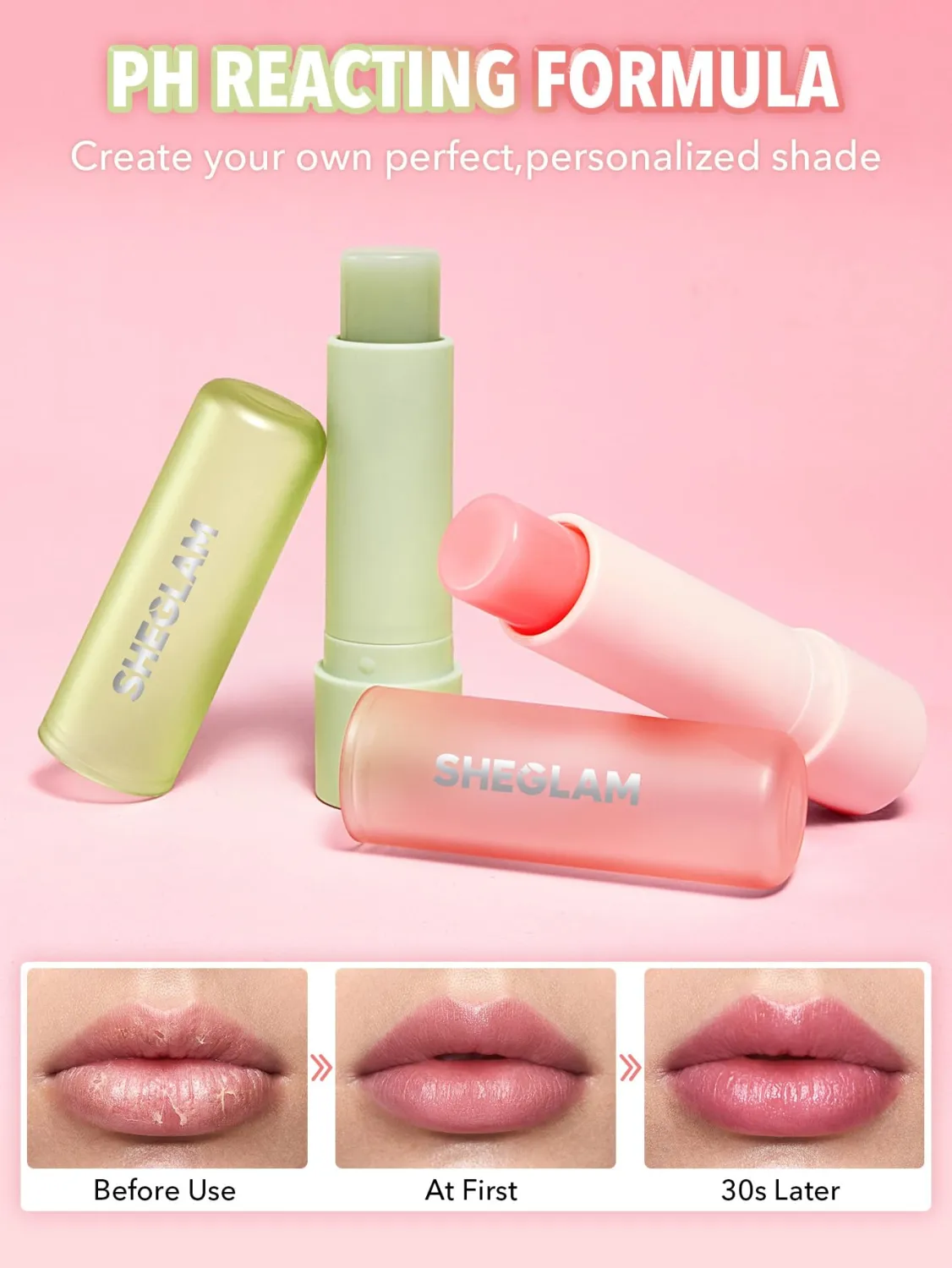 SHEGLAM Pout PHresh Color Changing Moisturizing Lipstick Tinted Lip Balm Magic Temperature Color Change Lipstick-Watermelon
