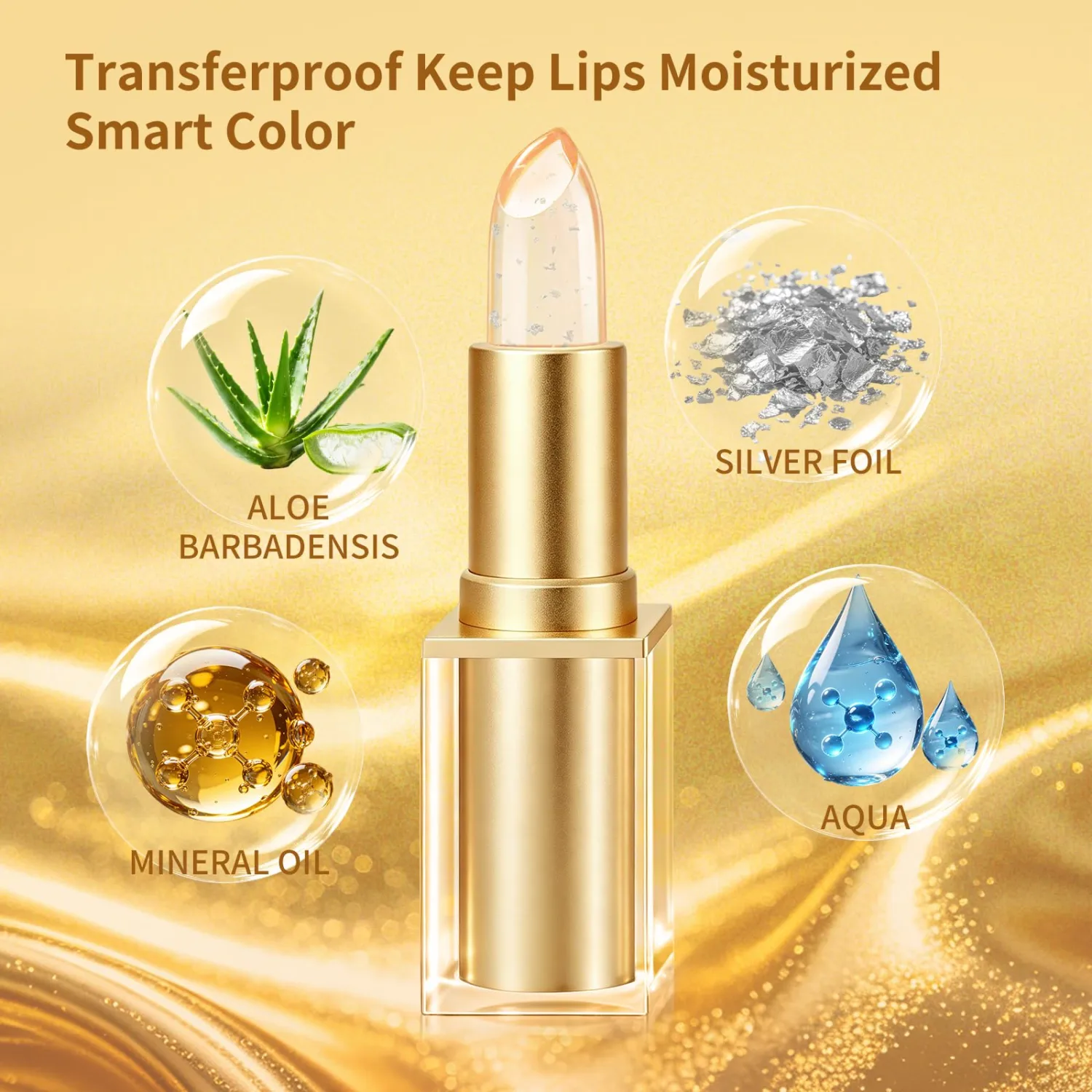Clear Color Changing Lipstick,Temperature Ph Color Changing Lipstick Tinted Lip Balm, Moisturizing, Long Lasting, Magic Color Change Transferproof Lip Gloss (Silver Leaf) (PINK)