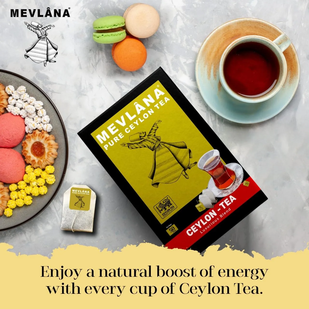 Mevlâna Pure Ceylon Tea Bags - Luxurious Blend | Premium Hand-Picked Black Tea with Rich Aroma & Flavor | Authentic Sri Lankan Tea