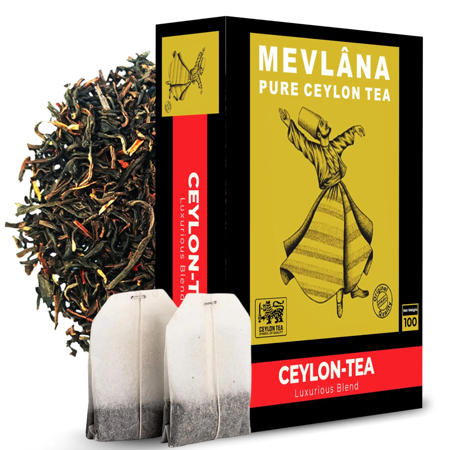 Mevlâna Pure Ceylon Tea Bags - Luxurious Blend | Premium Hand-Picked Black Tea with Rich Aroma & Flavor | Authentic Sri Lankan Tea
