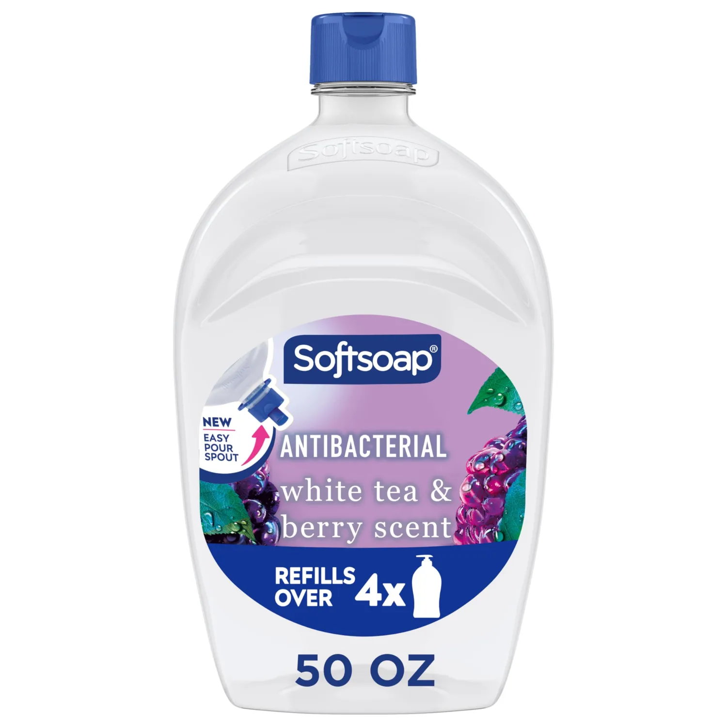 Softsoap Antibacterial Liquid Hand Soap, Kitchen and Bathroom Hand Soap, White Tea and Berry Scent, 50 fl oz Refill