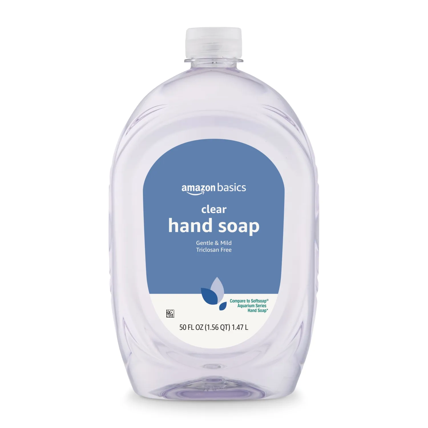 Amazon Basics Gentle & Mild Clear Liquid Hand Soap Refill, Triclosan-Free, Dermatologist-Tested, pH Balanced, Cruelty-Free, 50 Fluid Ounces, 1-Pack (Previously Solimo)