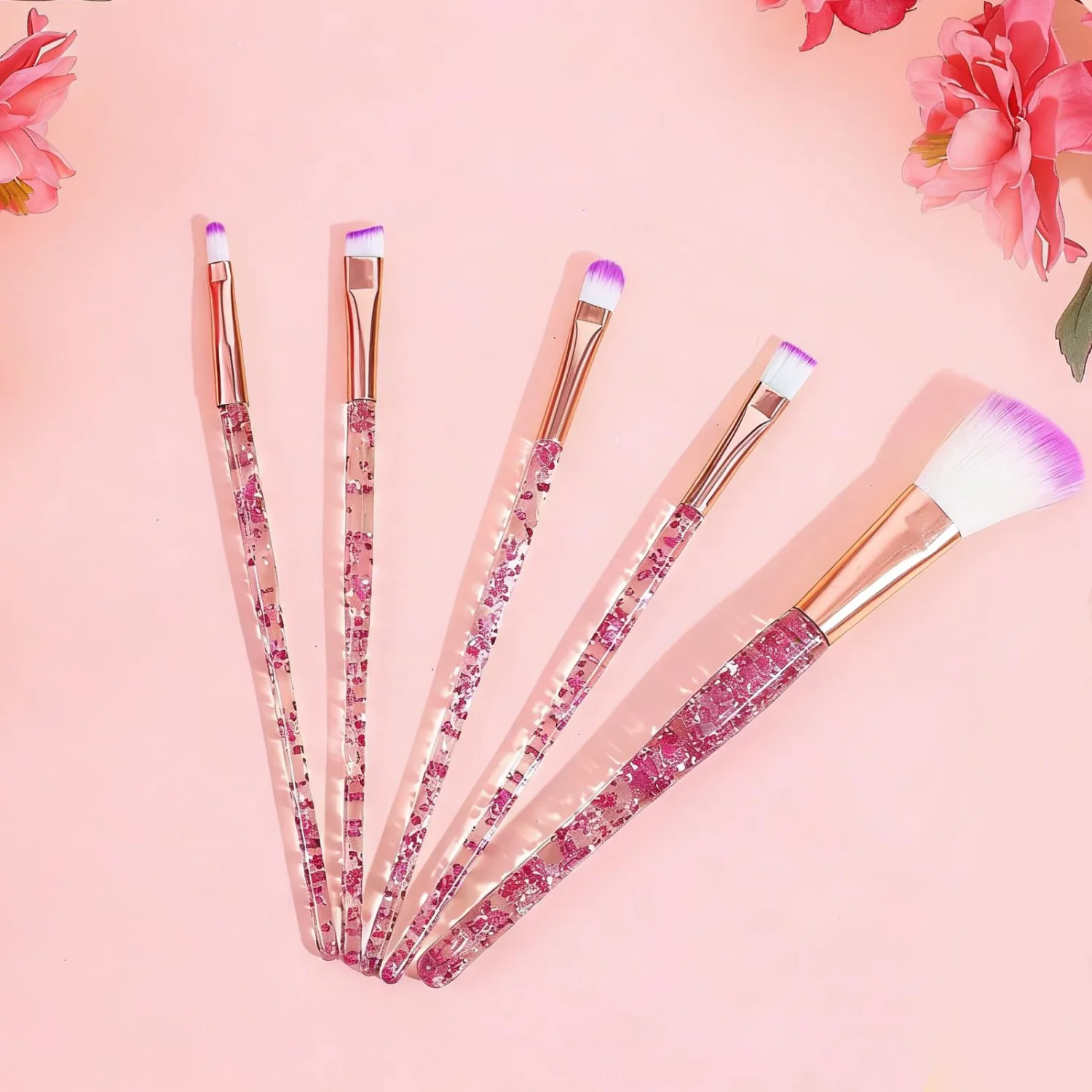 20 Pcs Cute Make up Brushes Glitter Crystal Makeup Brush Bling Professional Foundation Concealer Eye Shadow Eyeliner Blush Lip Face Cosmetics Blending Synthetic Brushes Tools for Women Girls