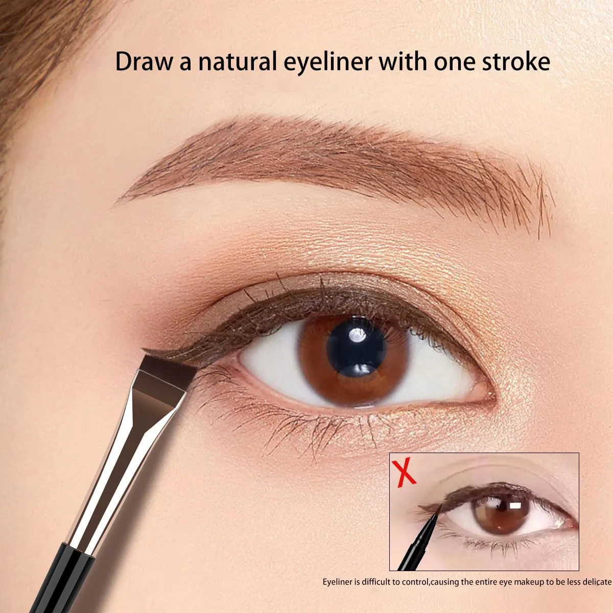 Eyeliner Brush Fine Angled Eye Liner Makeup Brush -Ultra Thin Slanted Flat Angle(E34)