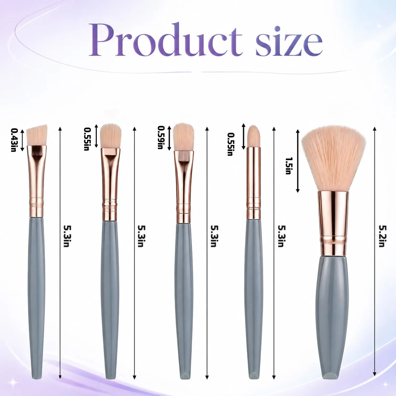5 Pcs Mini Travel Makeup Brushes Set with Case and Mirror (Blue) | Portable Mini Makeup Brushes, Eye Shadow Brush Set, Small Cosmetic Brush, Multifunctional Make-up Tool Sets for Travel, Daily