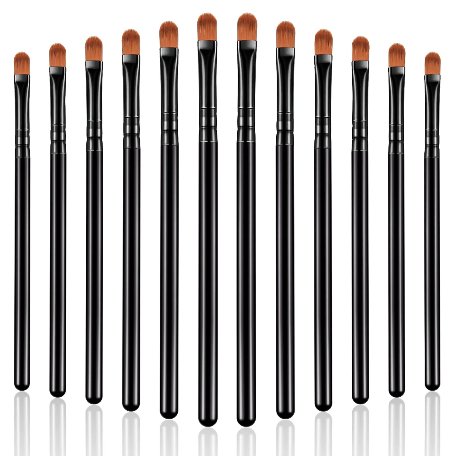 12 Pieces Small Concealer Brush Flat Lip Concealer Brush Under Eye Synthetic Fiber Makeup Eyebrow Outline Foundation for Concealing Blending Setting Buffing Makeup(Black)
