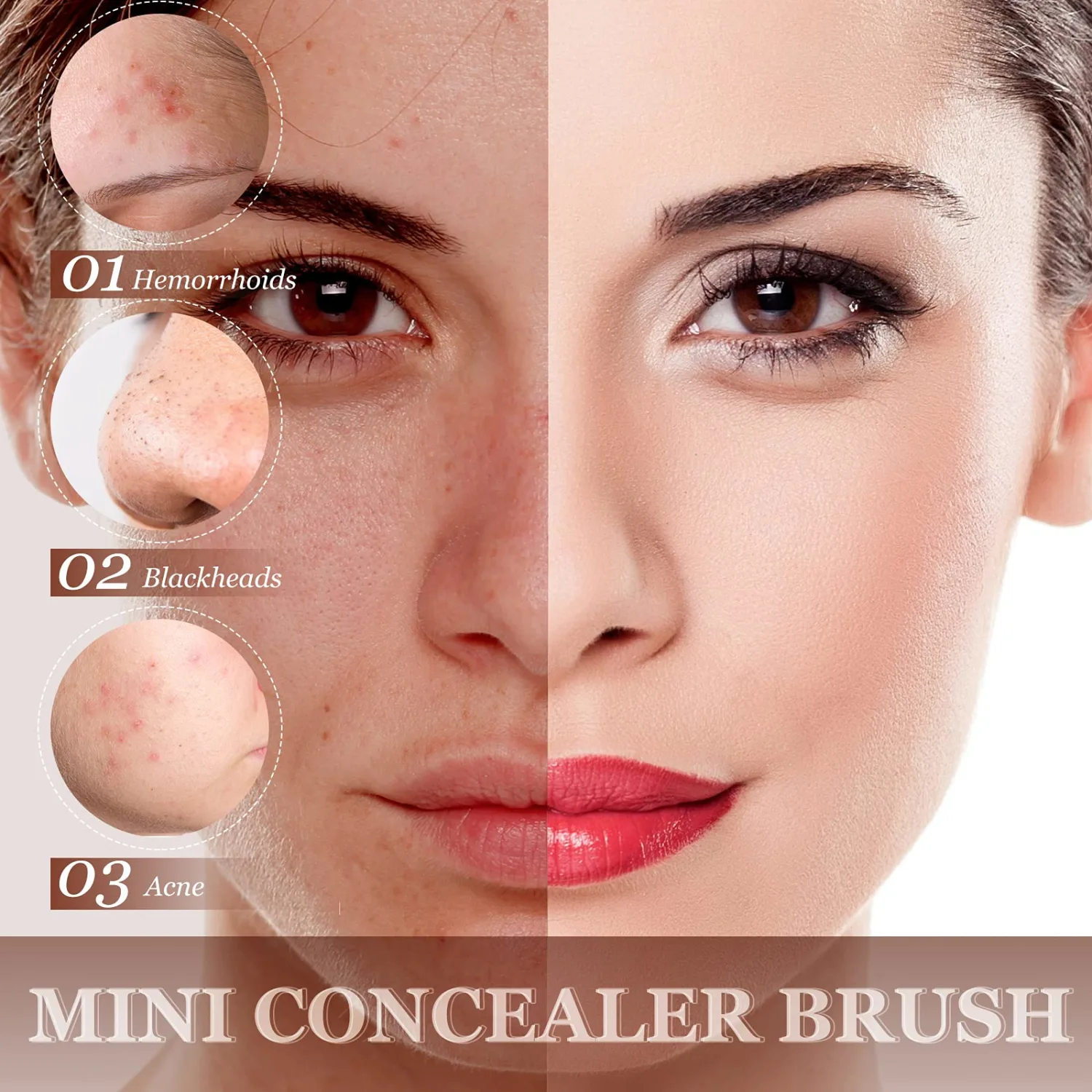12 Pieces Small Concealer Brush Flat Lip Concealer Brush Under Eye Synthetic Fiber Makeup Eyebrow Outline Foundation for Concealing Blending Setting Buffing Makeup(Black)
