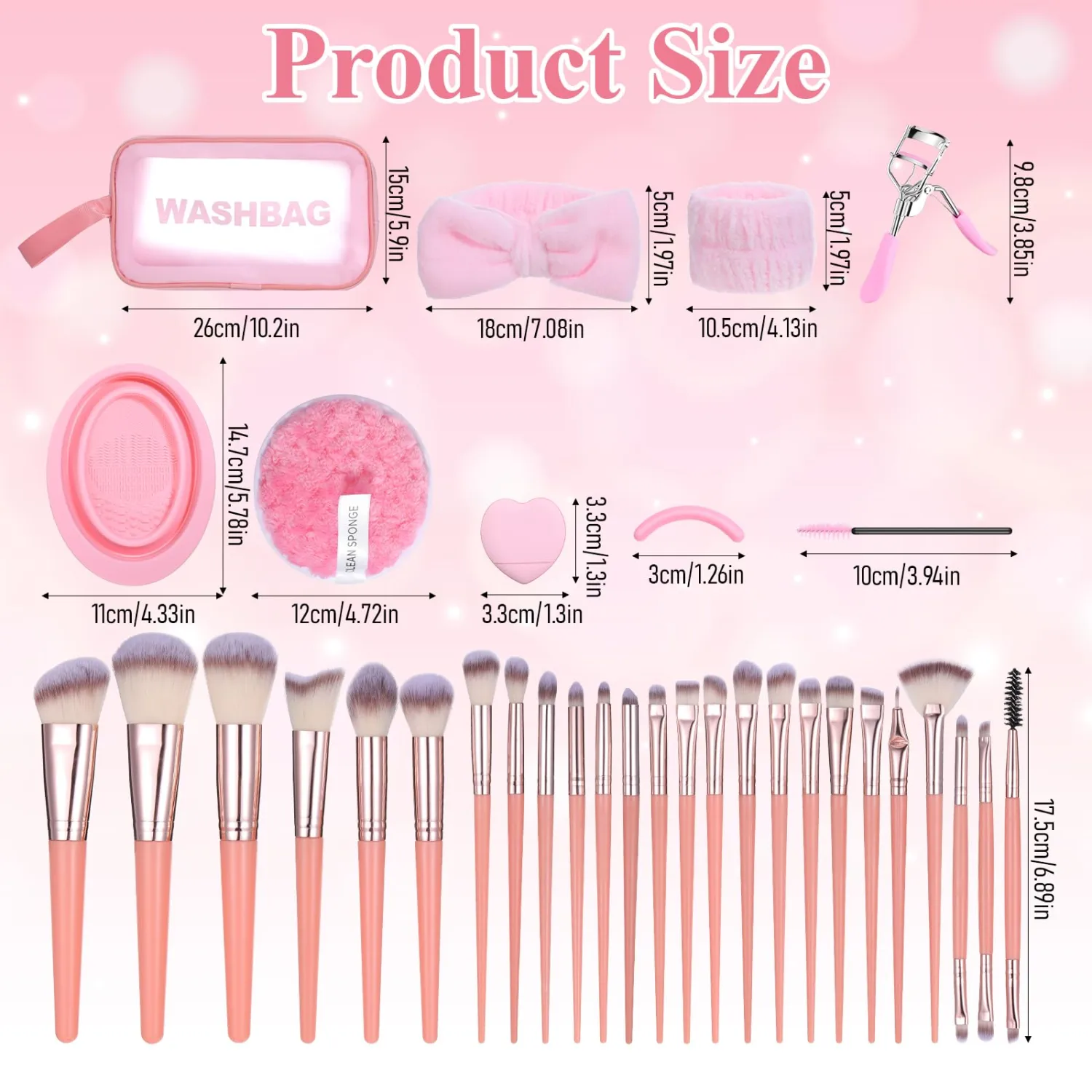 65 Pcs Makeup Brushes Set, Professional Foundation Brush Kit with Travel Case, Eye Shadow and Face Blending Brushes for Women, Complete Cosmetic Makeup Tools(Pink)