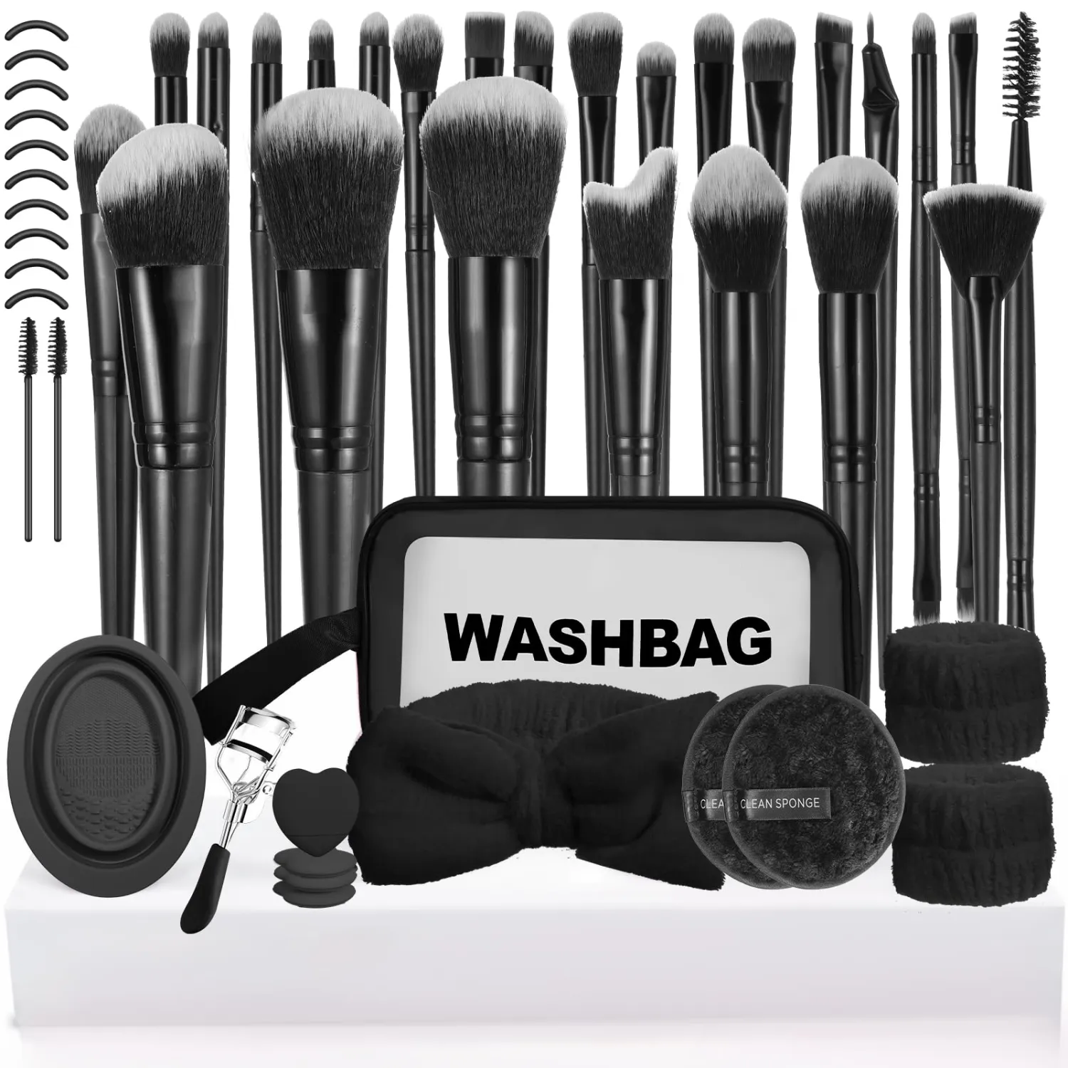 65Pcs Makeup Brushes Set, Professional Makeup Kit with Case, Foundation Brush Eyeshadow Brush Face Powder Brush Blending Sponge, Makeup Tool Set for Women, Complete Makeup Artist Kit(Black)