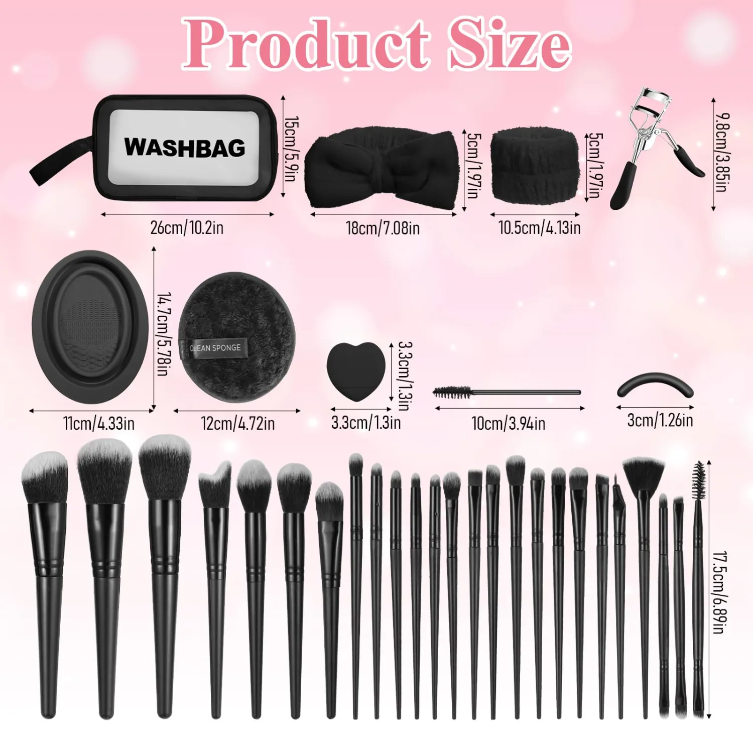 65Pcs Makeup Brushes Set, Professional Makeup Kit with Case, Foundation Brush Eyeshadow Brush Face Powder Brush Blending Sponge, Makeup Tool Set for Women, Complete Makeup Artist Kit(Black)