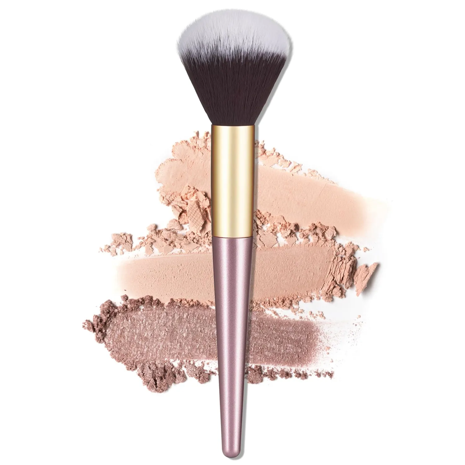 Premium Blush Brush - Dual-Fiber Soft Powder Brush for Setting Powder, Bronzer & Highlighter - Rose Gold Makeup Brush with Weighted Handle, Professional Grade, 7.09 inch (1 Piece)