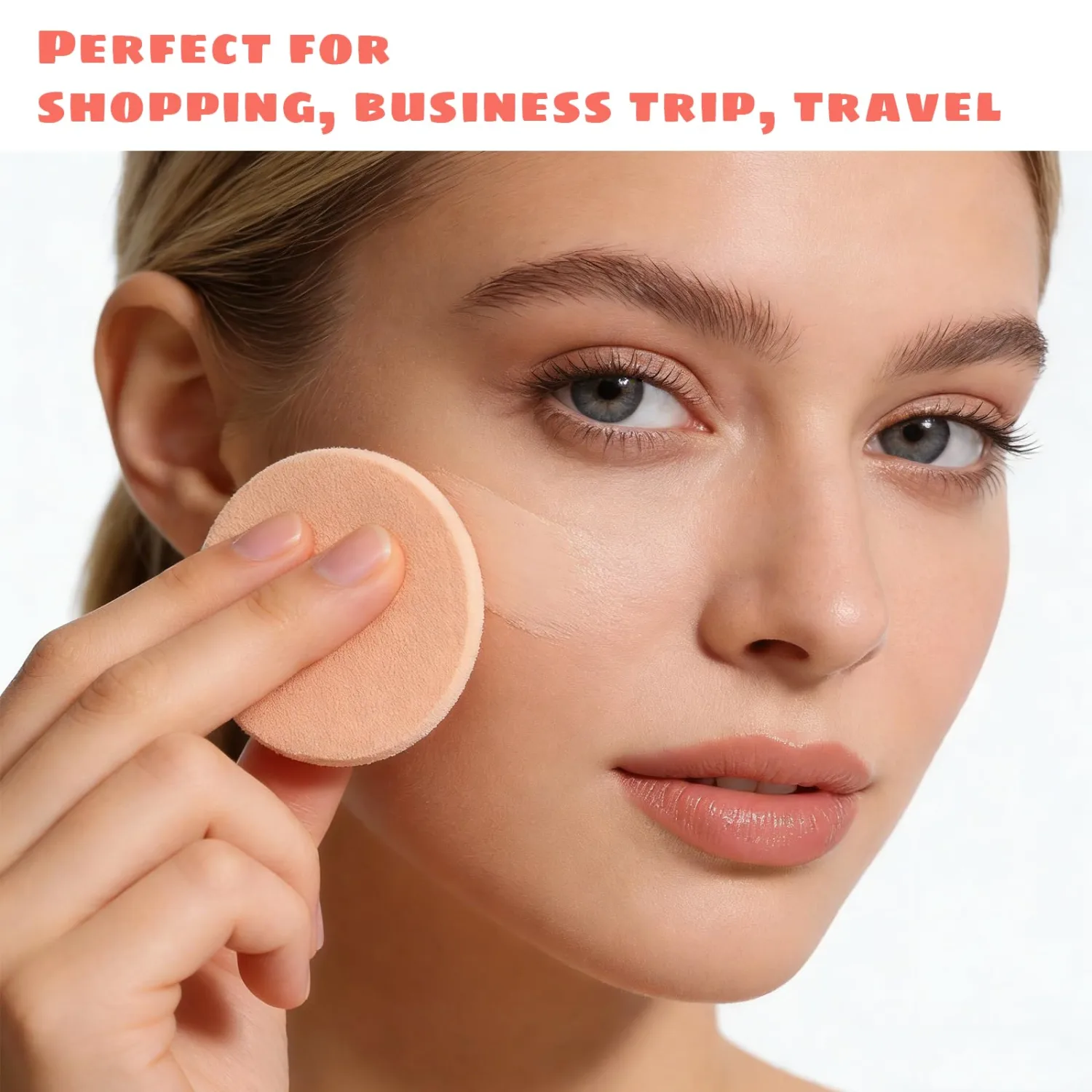 4pcs Round Makeup Sponges for Foundation with 2 Travel Cases Powders Puff Cosmetic Sponge Foundation Powders Makeup Cosmetic Sponge Pad Square Foam Pad for Liquid Foundations Cream Concealer