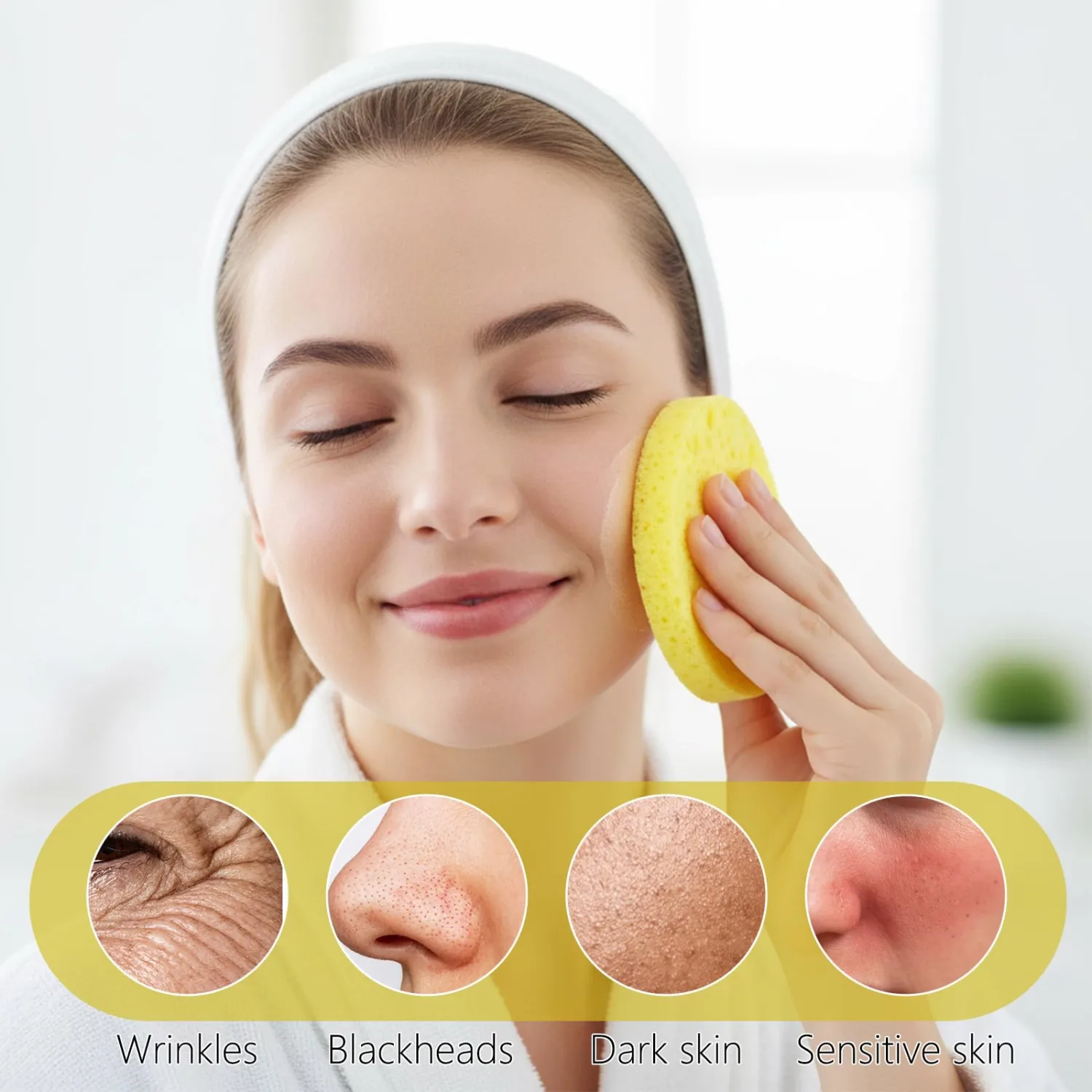 20-Count Compressed Facial Sponges Cosmetic Make Up Sponges Spa Sponge for Daily Cleansing Gentle Exfoliating Makeup Removal (Yellow)