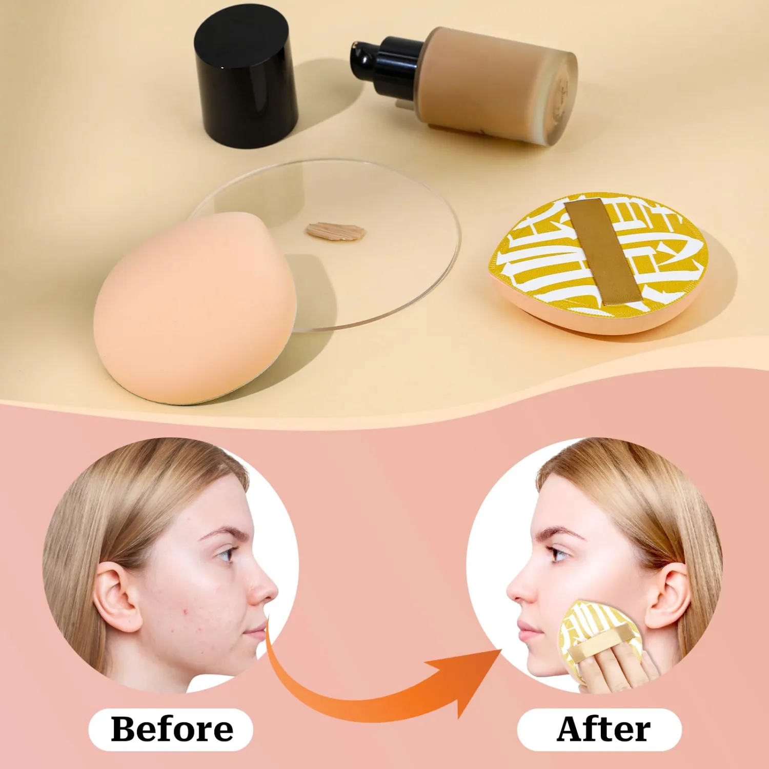 2 Pcs Makeup Sponges for Foundation, Multipurpose Soft Teardrop Cushion Powder Blending Puff for Wet and Dry Powder, Face Foundation, Concealer, Liquid, Cream - Large