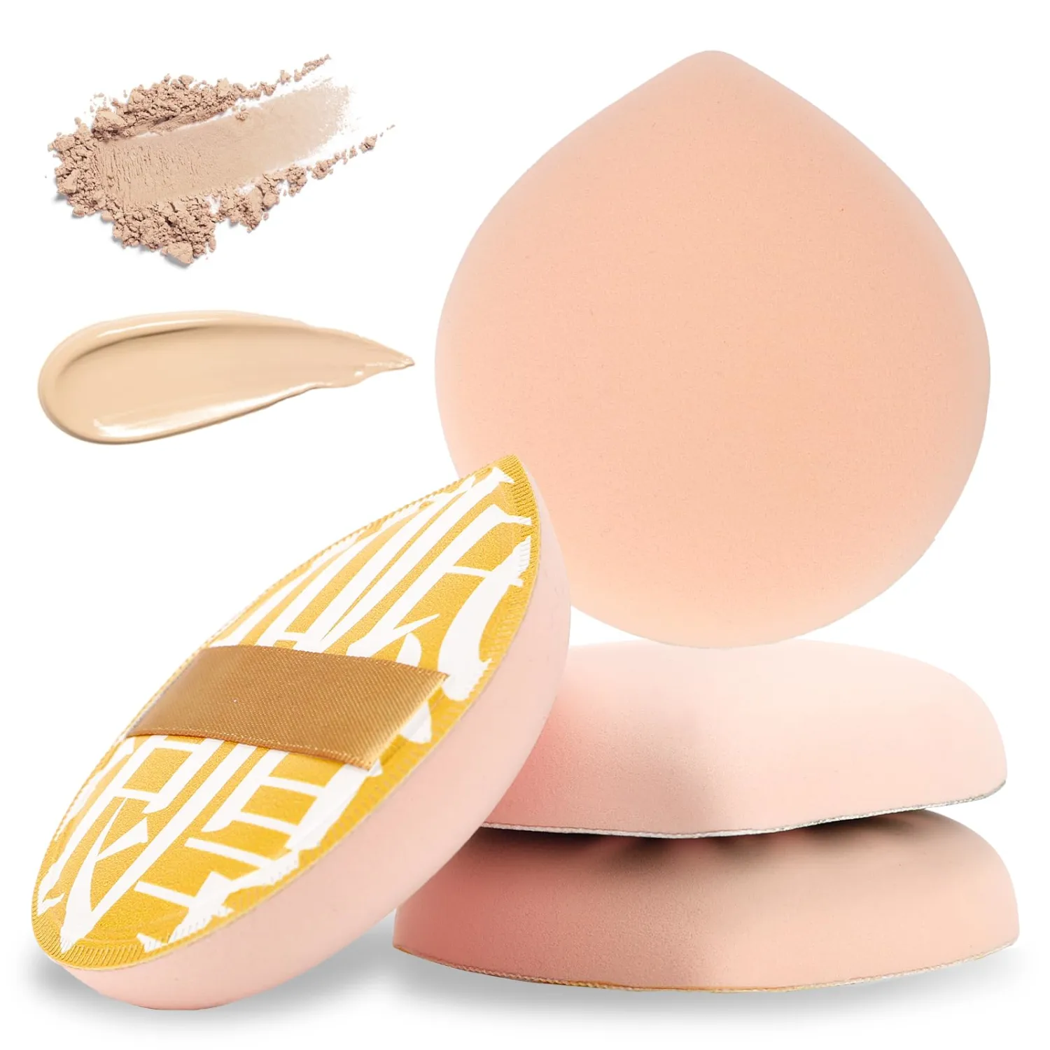 2 Pcs Makeup Sponges for Foundation, Multipurpose Soft Teardrop Cushion Powder Blending Puff for Wet and Dry Powder, Face Foundation, Concealer, Liquid, Cream - Large