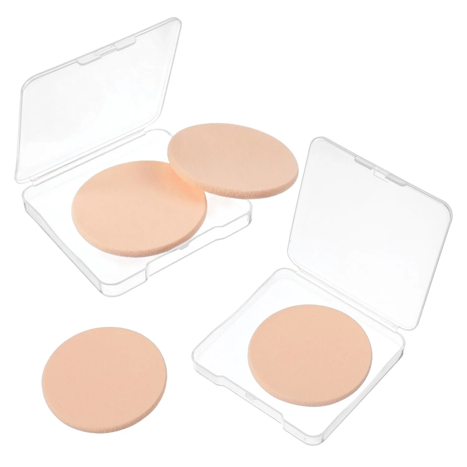 4Pcs Round Makeup Sponge, Shimmeroo Soft Make Up Sponges for Face with Case,Foundation Sponges Cushion Foundation Puff,Reusable Makeups Applicator Sponge for Natural and Easy Makeup for Liquid