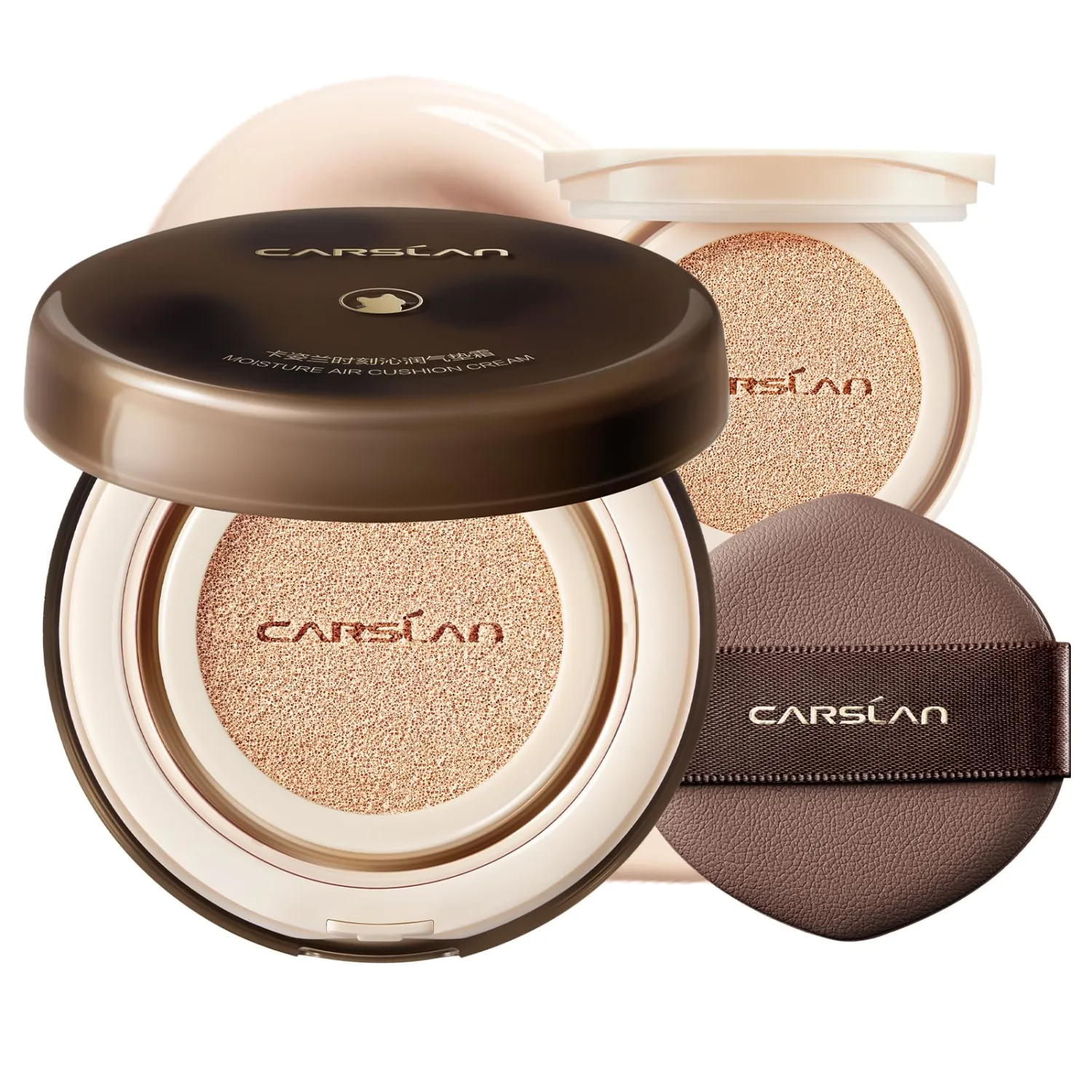 CARSLAN Lasting Air Cushion Cream Face Foundation Makeup, Lightweight, Medium to Full Coverage, Semi-Matte, Long-Lasting Oil Control Finish Foundation, P01 Fair Pink For Oil Skin (Refill Included)