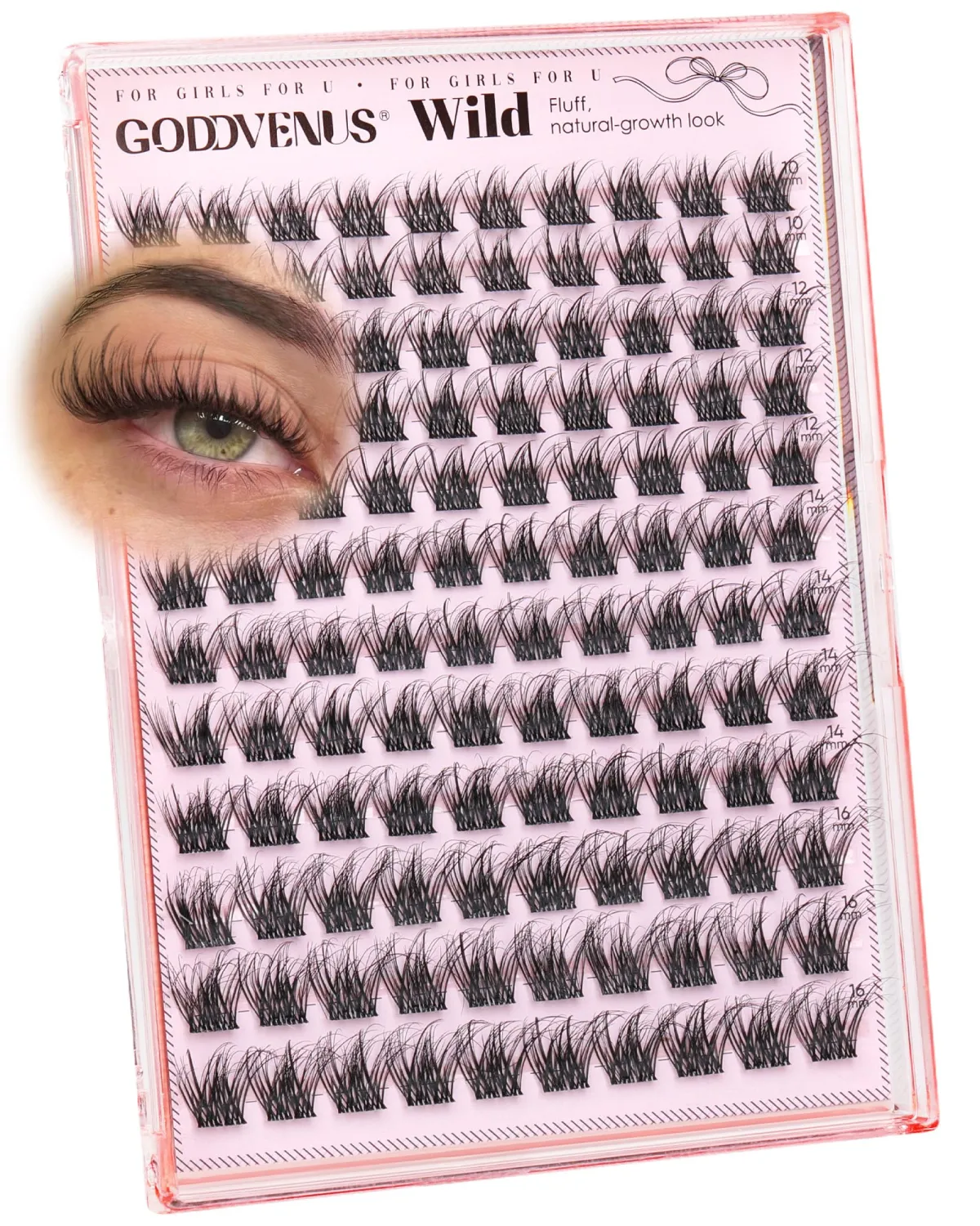 Goddvenus Natural Lash Clusters Wispy Eyelashes Clusters Fluffy Cluster Eyelash Extensions D Curl Individual Lash Extension 120pcs, 10-16mm False Eyelashes for DIY