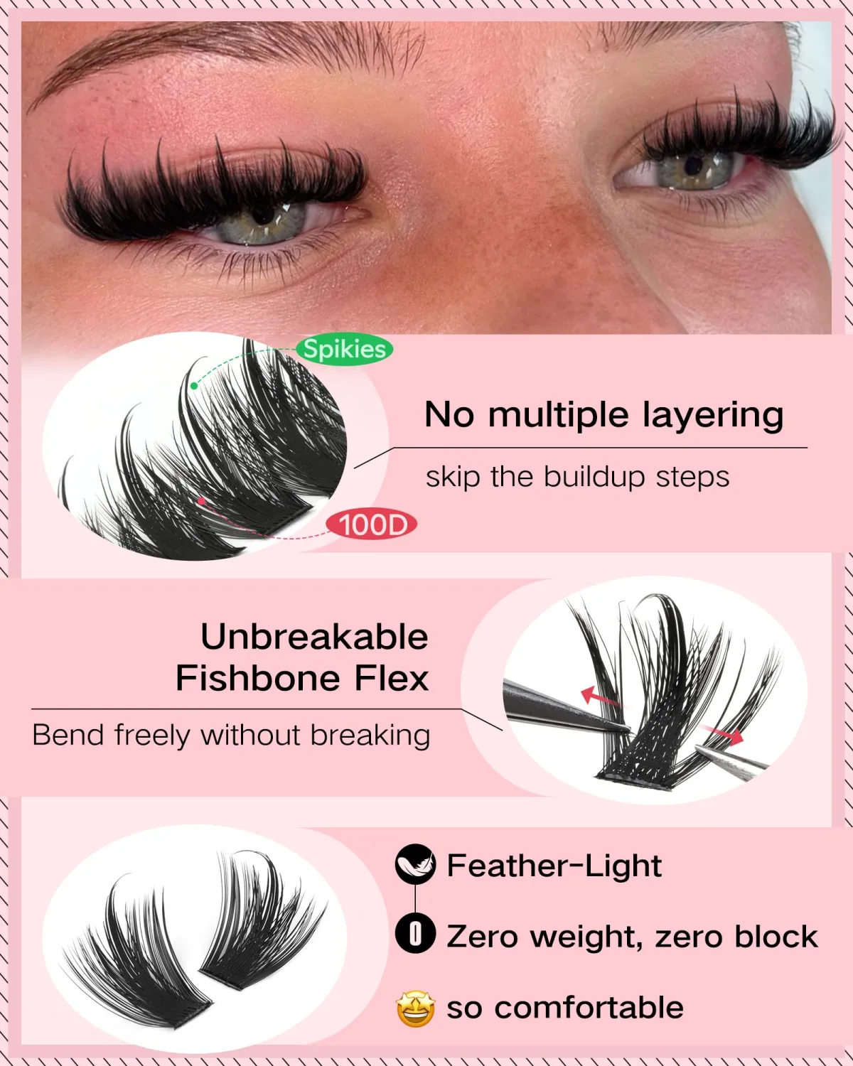 Goddvenus Manga Lash Clusters With Spikes Wispy Cluster Eyelash Extensions Fluffy Anime Eyelashes Clusters Reusable Faux Mink Fairy Individual Lash Extension (D Curl 12-18mm)