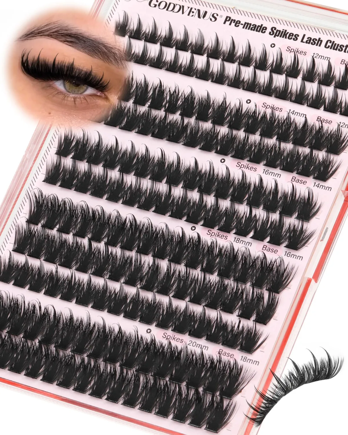 Goddvenus Manga Lash Clusters With Spikes Wispy Cluster Eyelash Extensions Fluffy Anime Eyelashes Clusters Reusable Faux Mink Fairy Individual Lash Extension (D Curl 12-18mm)