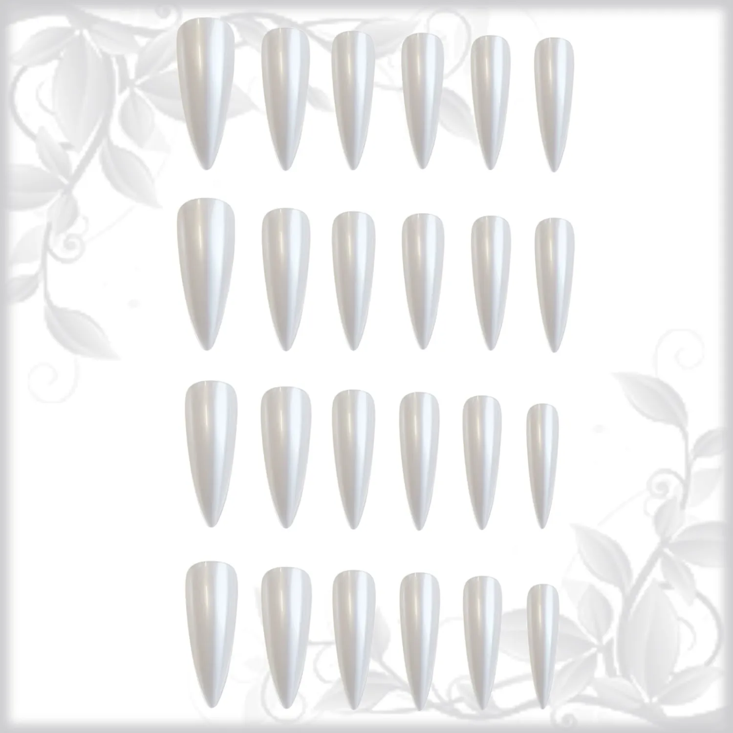 24Pcs Chrome Metal Press on Nails with Aurora Design, Mirror Manicure Art Acrylic Long Stiletto Fake Nails Stick on Nails Glossy White Stiletto Nails Gel Glue on Nails for Coquette Women Girls