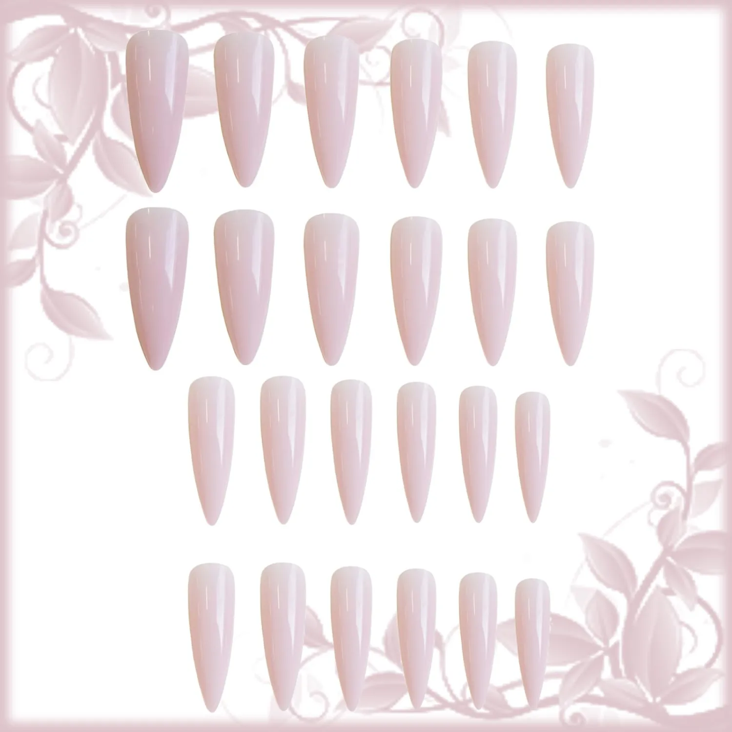 24pcs Stiletto Press-on Nails - Long, Glossy Light Pink, Solid Color Design, Stick-on Fake Nails with Gel Glue for Coquette Women & Girls