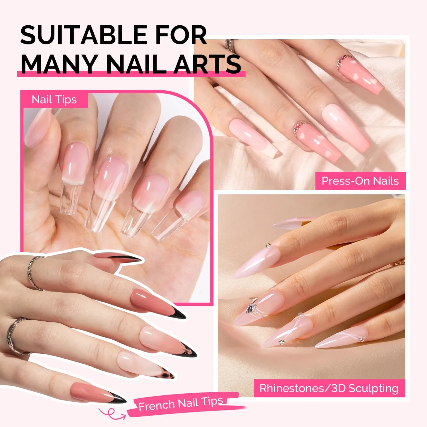 MelodySusie 2PCS Super Strong Nail Glue, Semi Solid Nail Glue Press On Nails, Quick Drying, No UV Lamp Needed, Long Lasting, Nail Glues DIY Home Salon Manicure 15ml