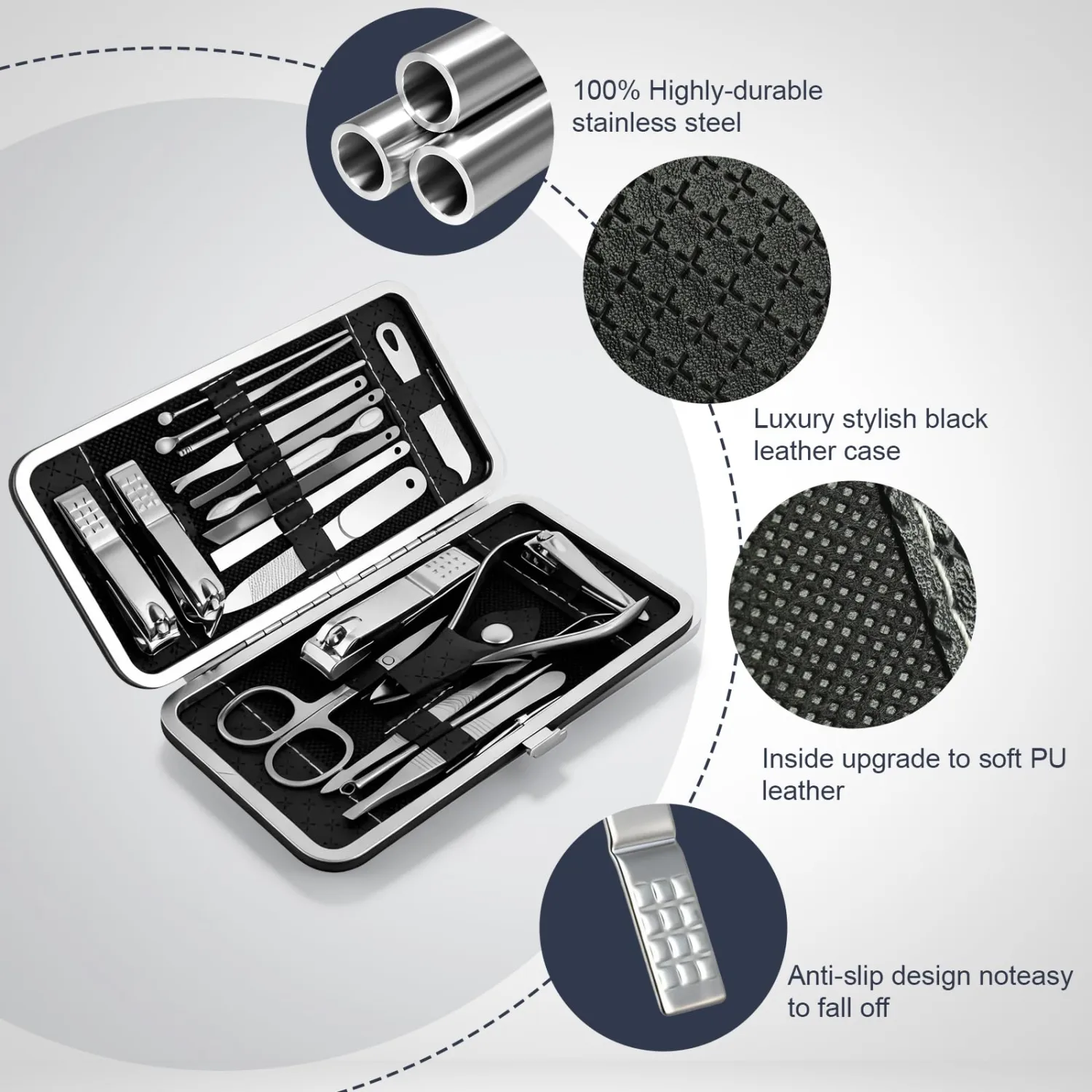 Professional Nail Clippers for Women，Travel Manicure Kit for Men，Nail Clipper Set Care Kit for Beginners with Everything