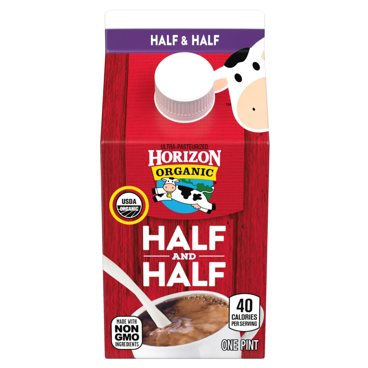Horizon Organic, Half & Half, Ultra Pasteurized, Pint, 16 oz | Ultra Pasteurized Milk and Cream, Great as a Coffee Creamer, and for Cooking and Baking
