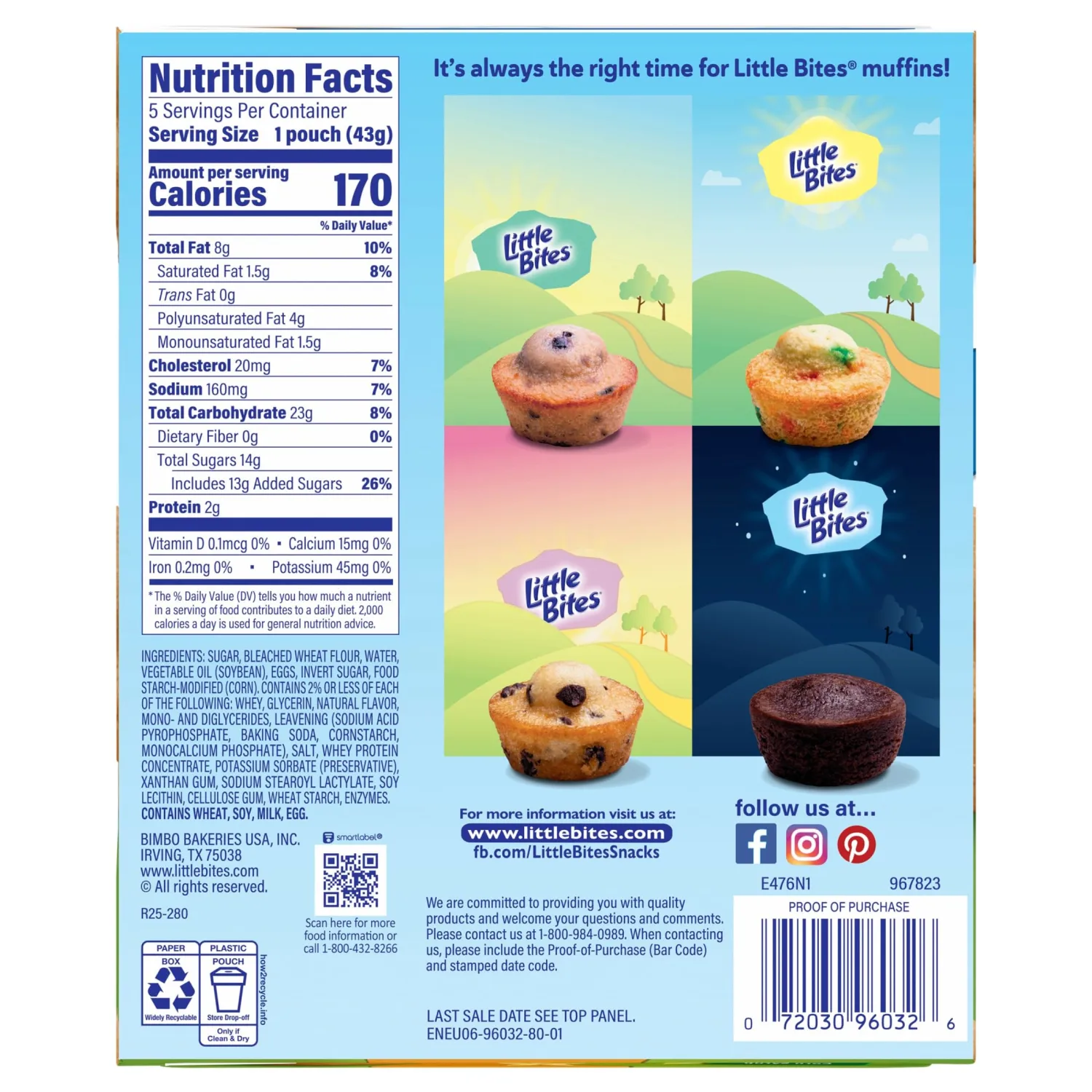 Little Bites Vanilla Muffins, 5 individual packs, (1.5 oz each), Mini Muffins, 7.5 oz Multipack