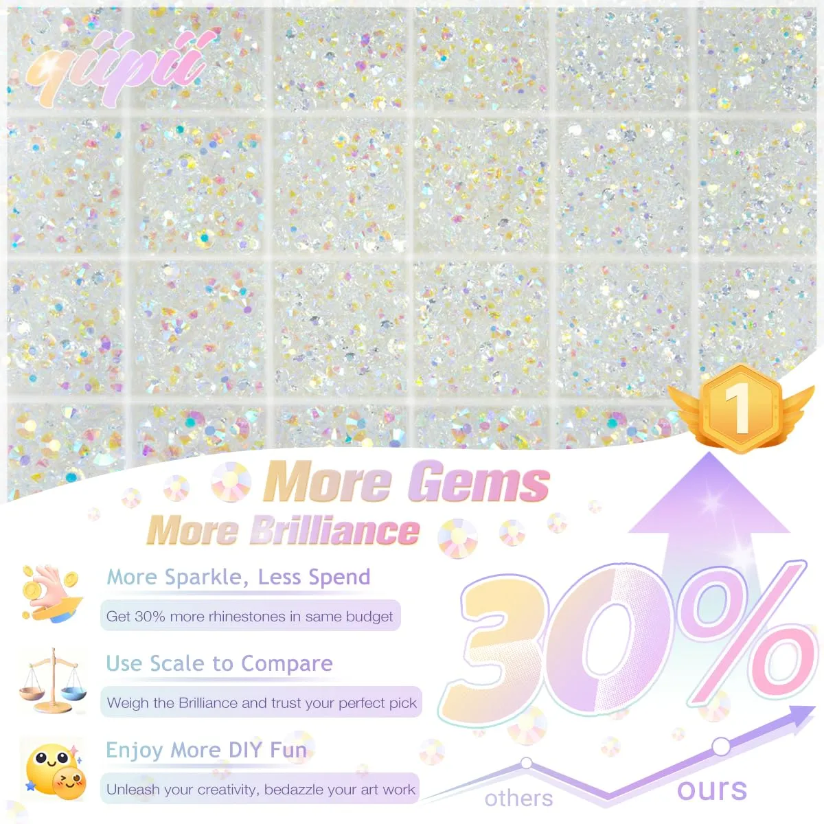 qiipii Transparent AB Resin Rhinestones w B7000 Glue for Bedazzling Crafting 2mm-6mm Clear White AB Flatback Jelly Stones Diamonds Gems Bedazzler Kit Charms for Nails Face Makeup Tumblers DIY Crafts