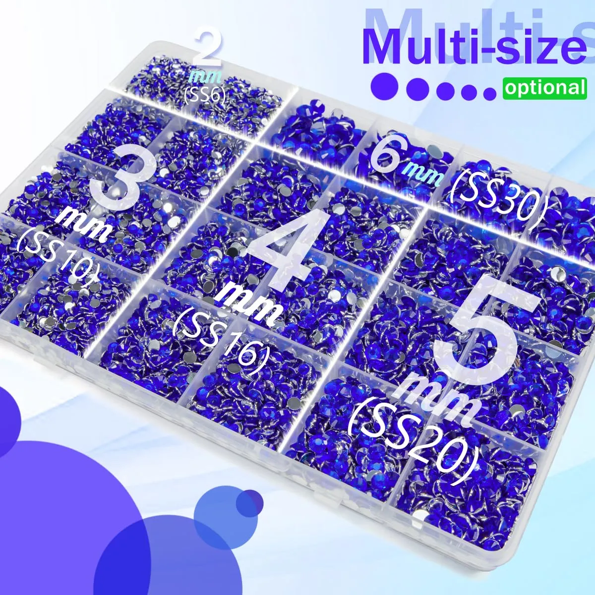 qiipii Dark Blue Crystal Resin Rhinestones w B7000 Glue for Bedazzling Crafting 2mm-6mm Sapphire Flatback Stones Diamonds Crystals Gems Bedazzler Kit for Nails Face Eyes Makeup Tumblers Bottles Crafts
