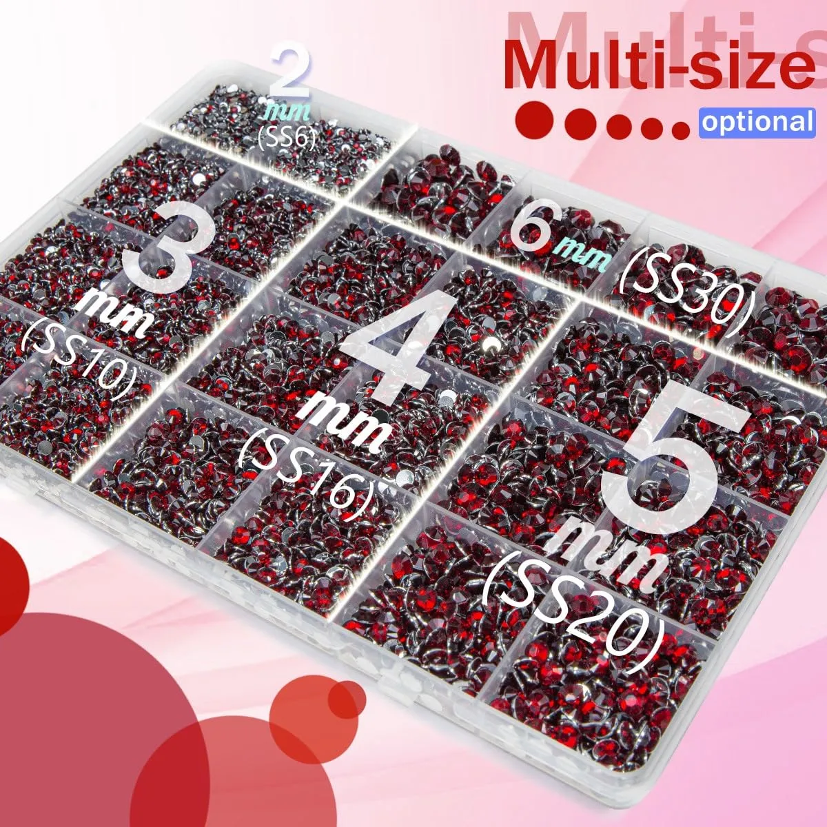 qiipii Dark Red Crystal Resin Rhinestones w B7000 Glue for Bedazzling Crafting 2mm-6mm Maroon Flatback Stones Diamonds Crystals Gems Bedazzler Kit for Nails Face Eyes Makeup Tumblers Bottles Crafts