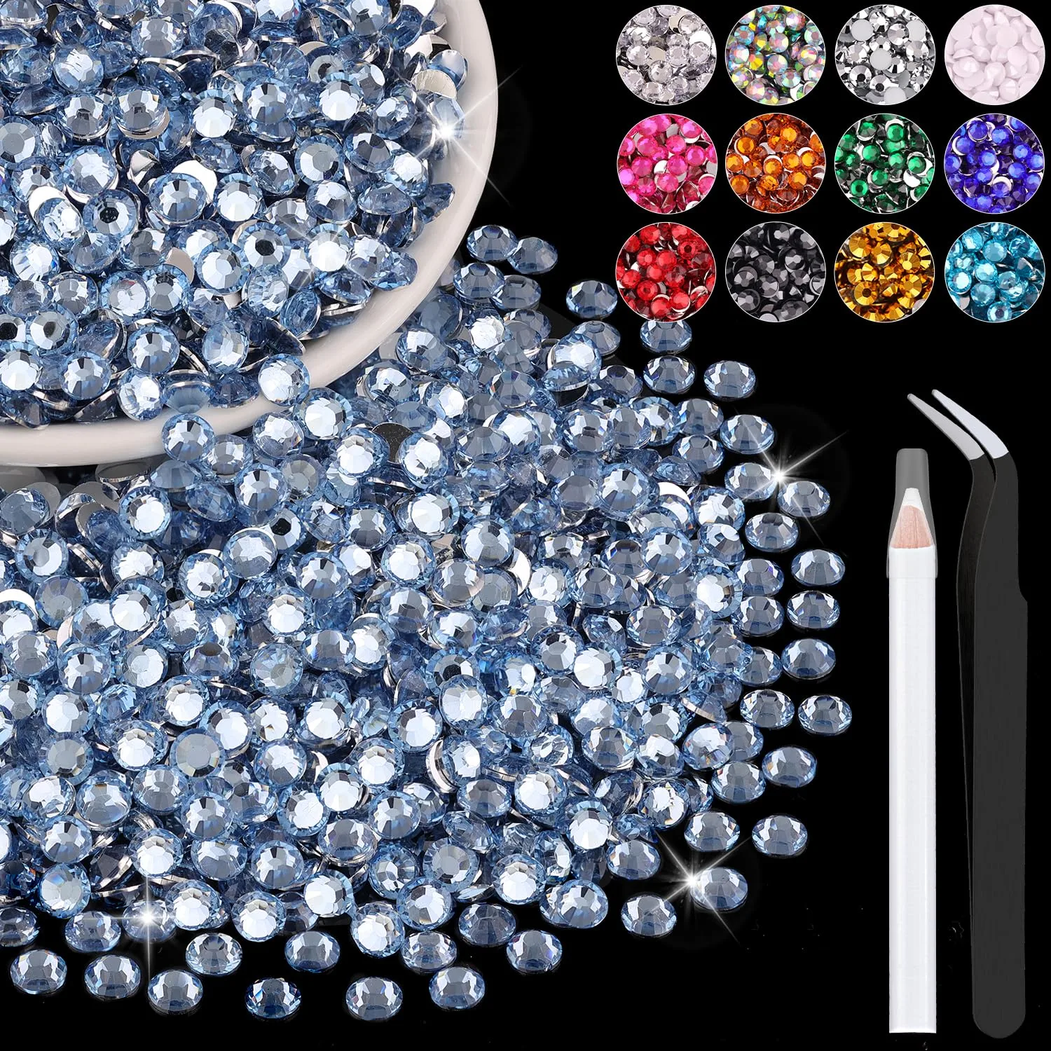 4000PCS 4mm Resin Rhinestones in Bulk (Light Blue), Bedazzling Flatback Crystals Rhinestones for Crafting DIY Nail Decoration, Gems Diomand Charms for Tumbler Shoes Clothing Fabric