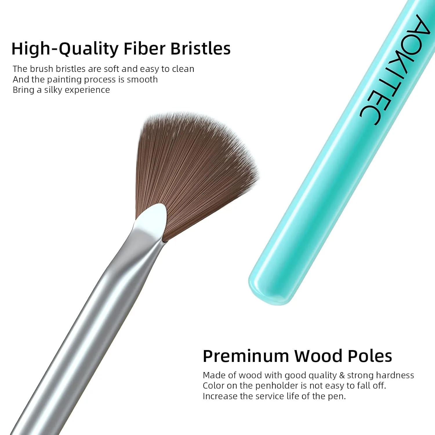 Aokitec 7 Pcs Nail Art Brushes Set, Professional Nail Paint Brush Kit,Manicure Detail Design Tools for Painting Carving,Extensional,Builder Gel DIY